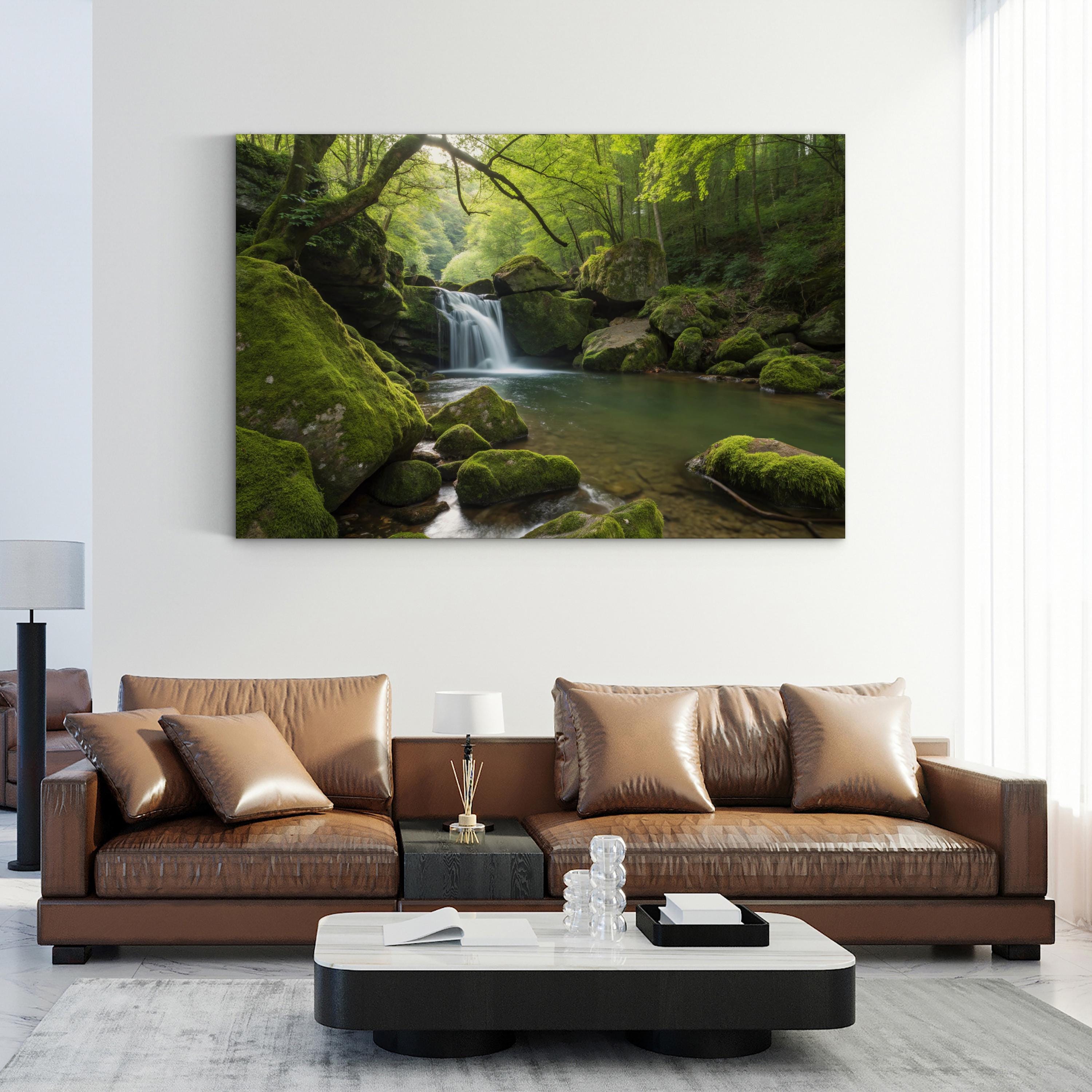 Rock Creek Waterfall – Vintage Photography Wall Art | Mountain Stream Canvas Print