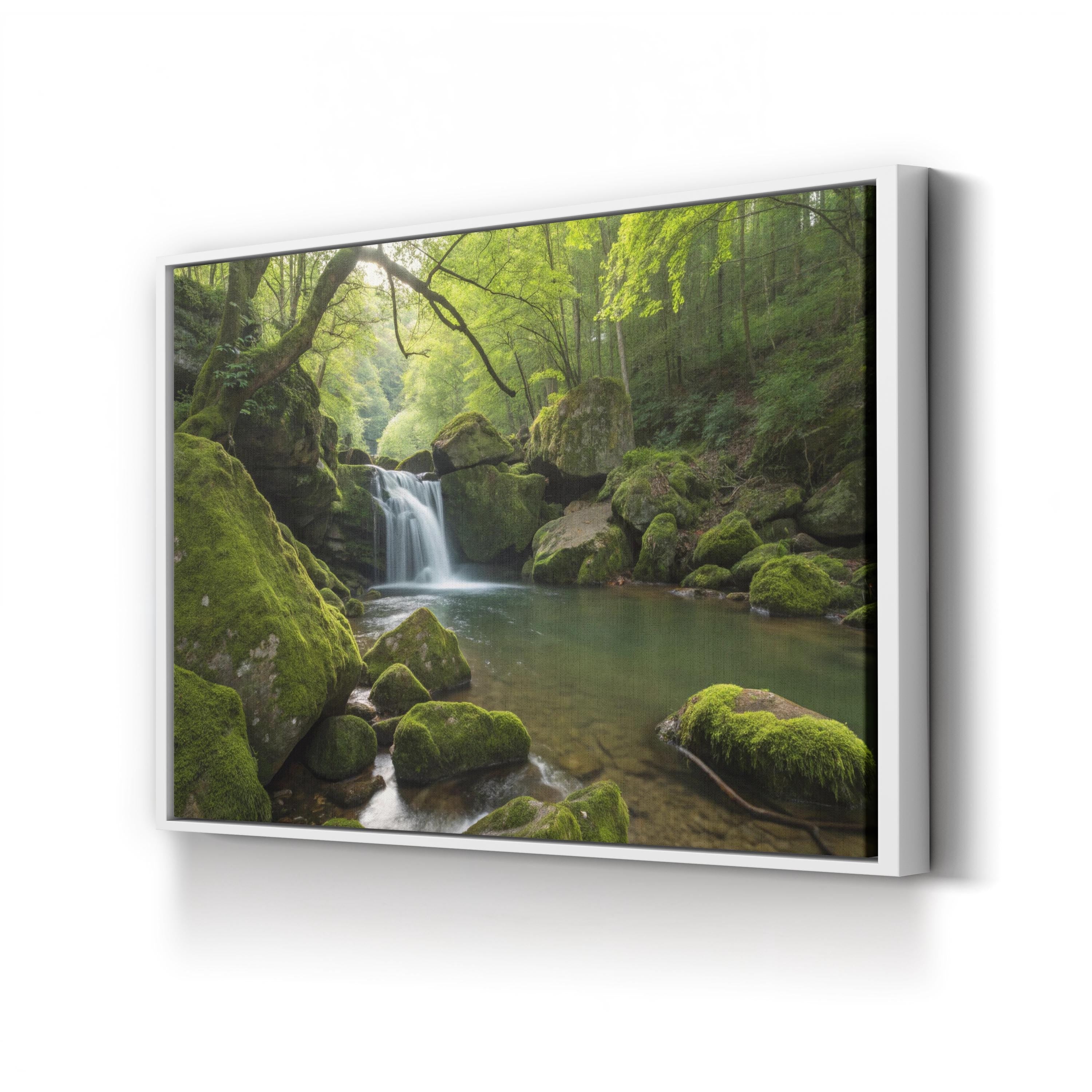 Rock Creek Waterfall – Vintage Photography Wall Art | Mountain Stream Canvas Print