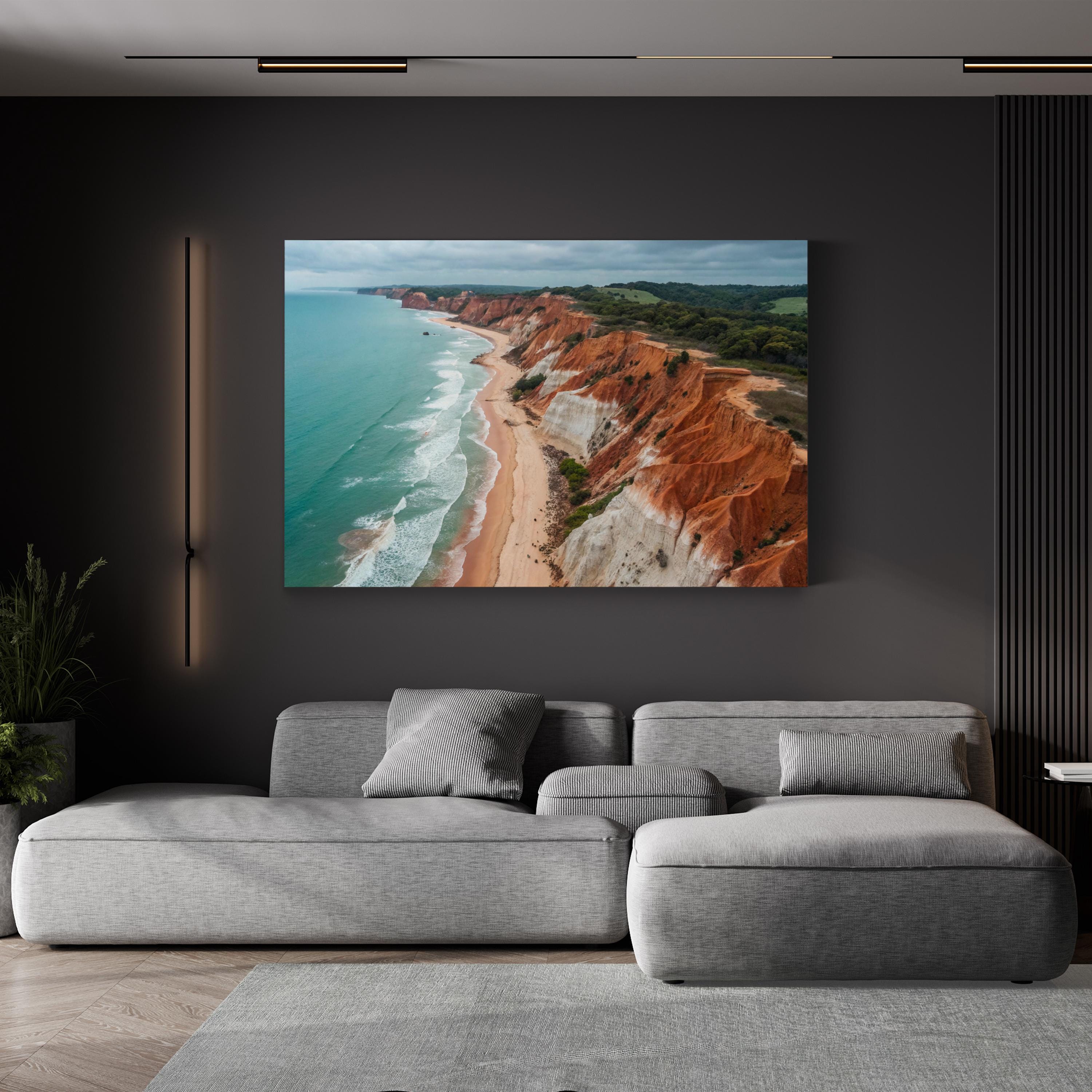 Praia da Falésia Coastal Canvas Print — Algarve Portugal Red Cliffs Ocean Landscape Art
