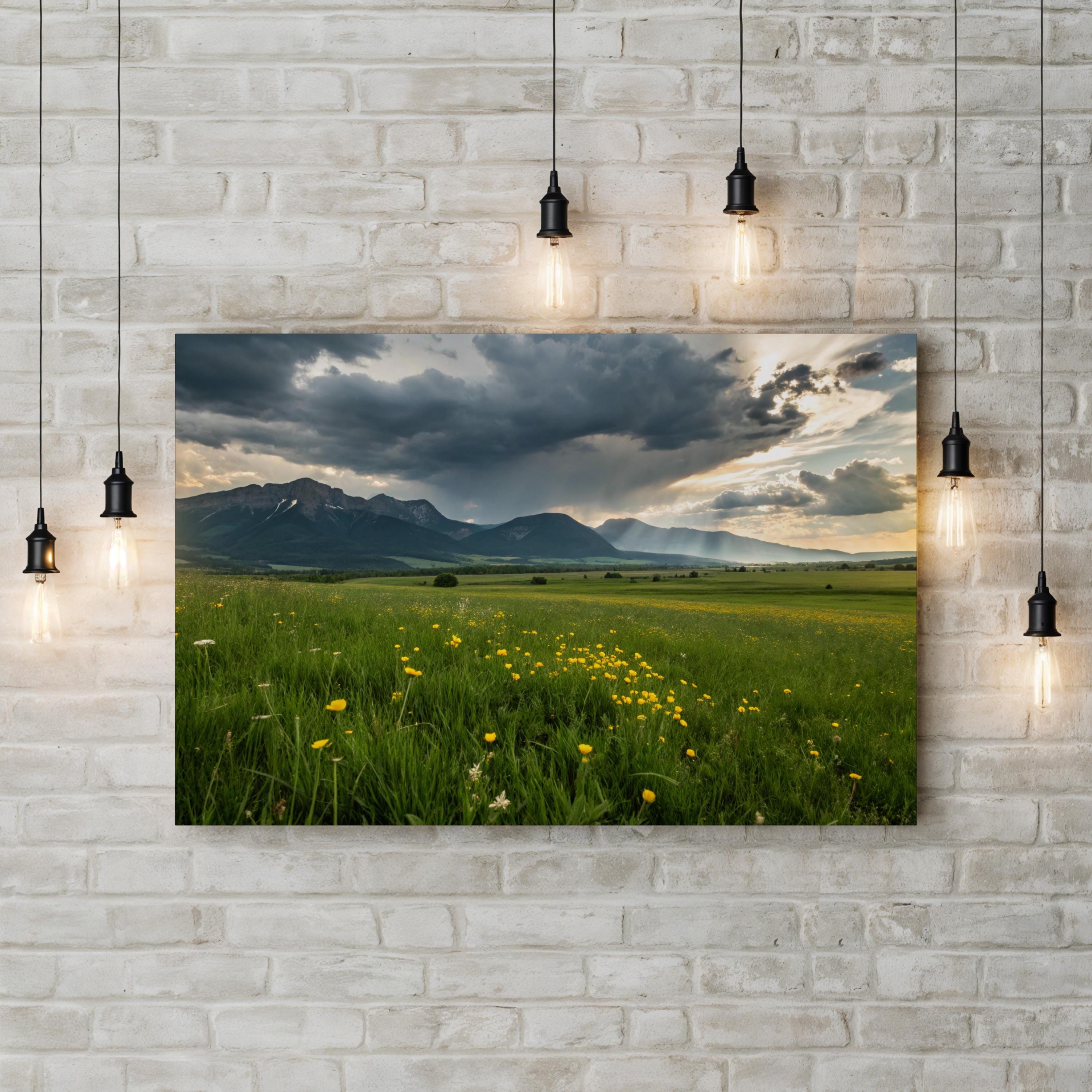 Wildflower Spring Meadow – Vintage Photography Wall Art | Floral Landscape Canvas Print