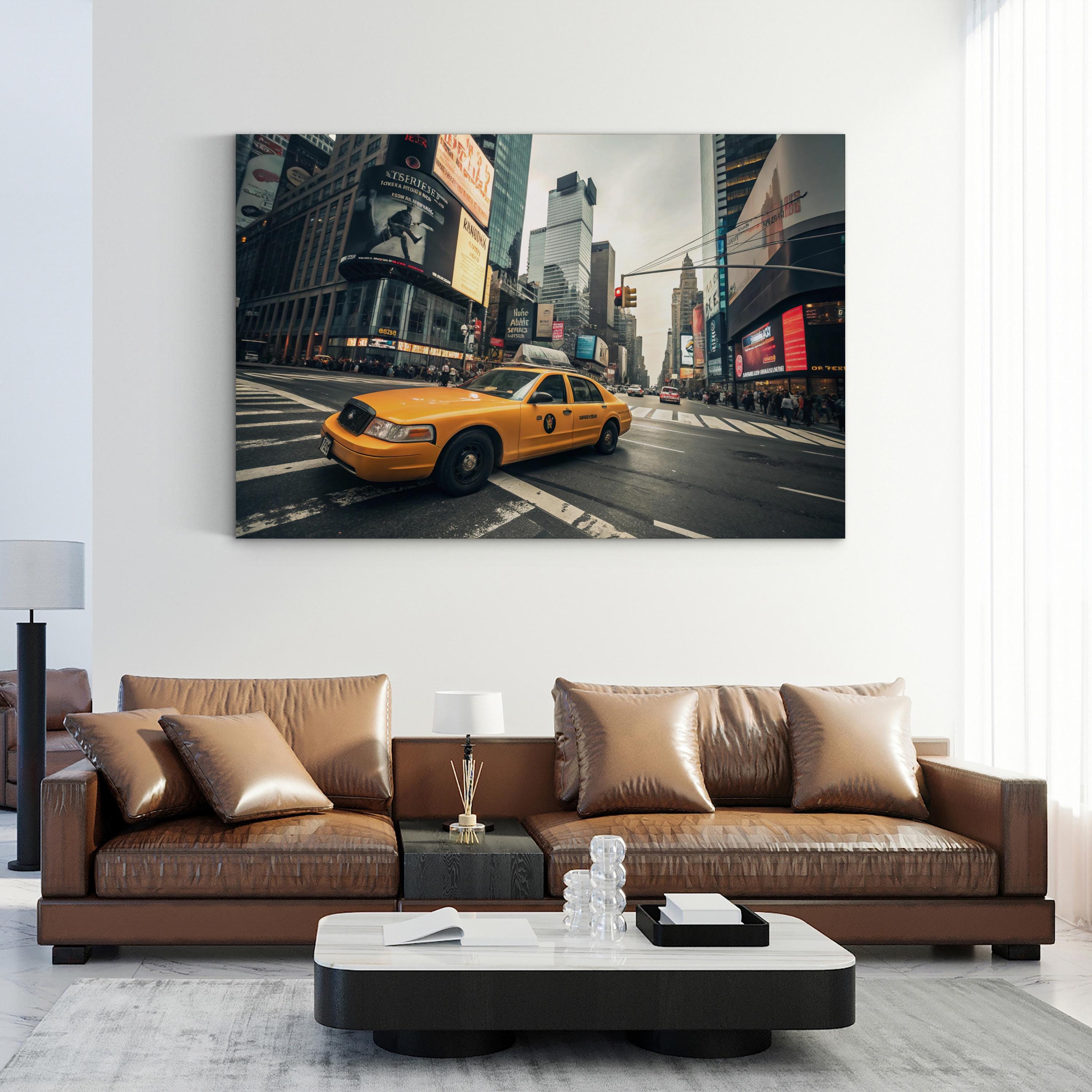 Yellow Cab NYC – Vintage Photography Wall Art | City Street Canvas Print