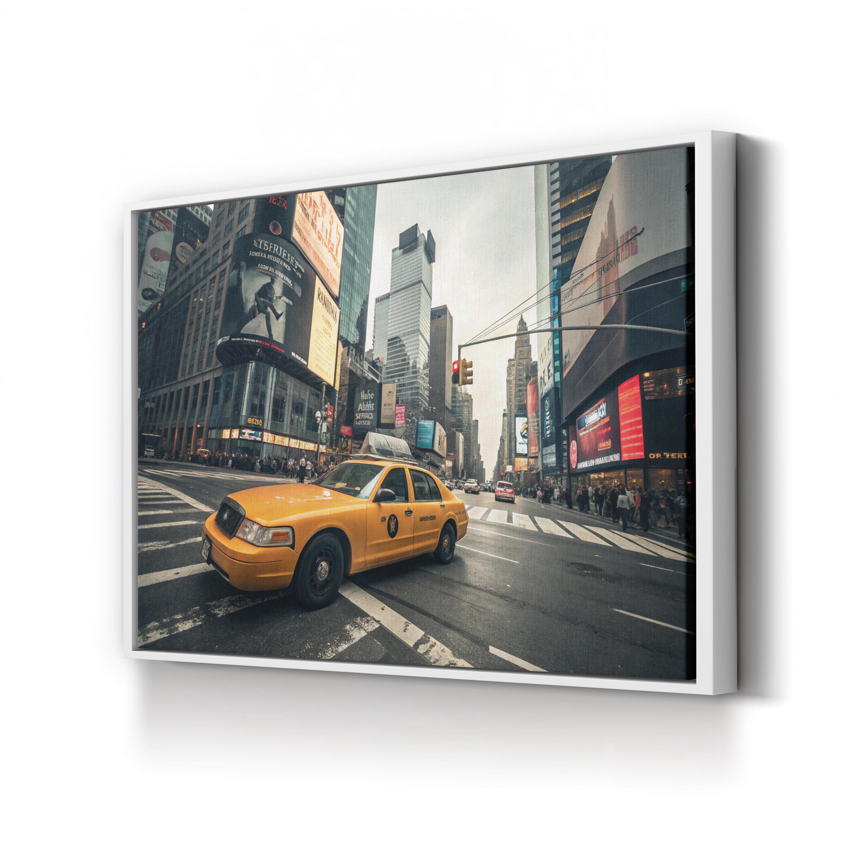 Yellow Cab NYC – Vintage Photography Wall Art | City Street Canvas Print