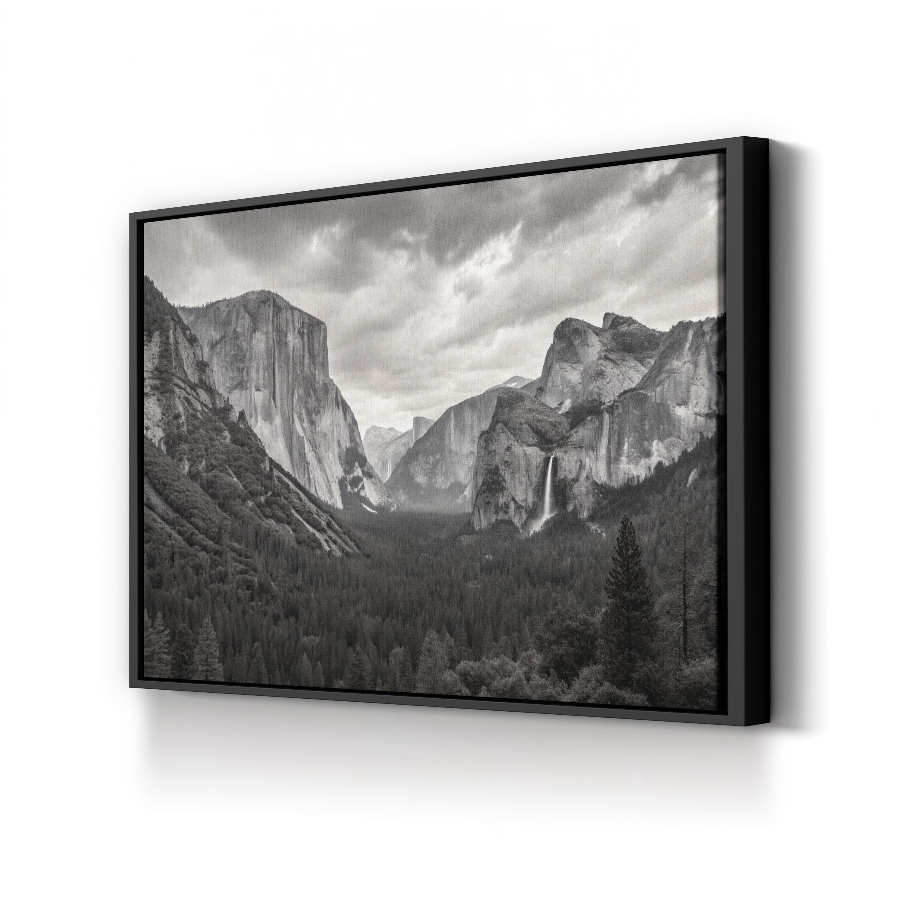 Yosemite Valley – Vintage Photography Wall Art | Black & White Landscape Canvas Print