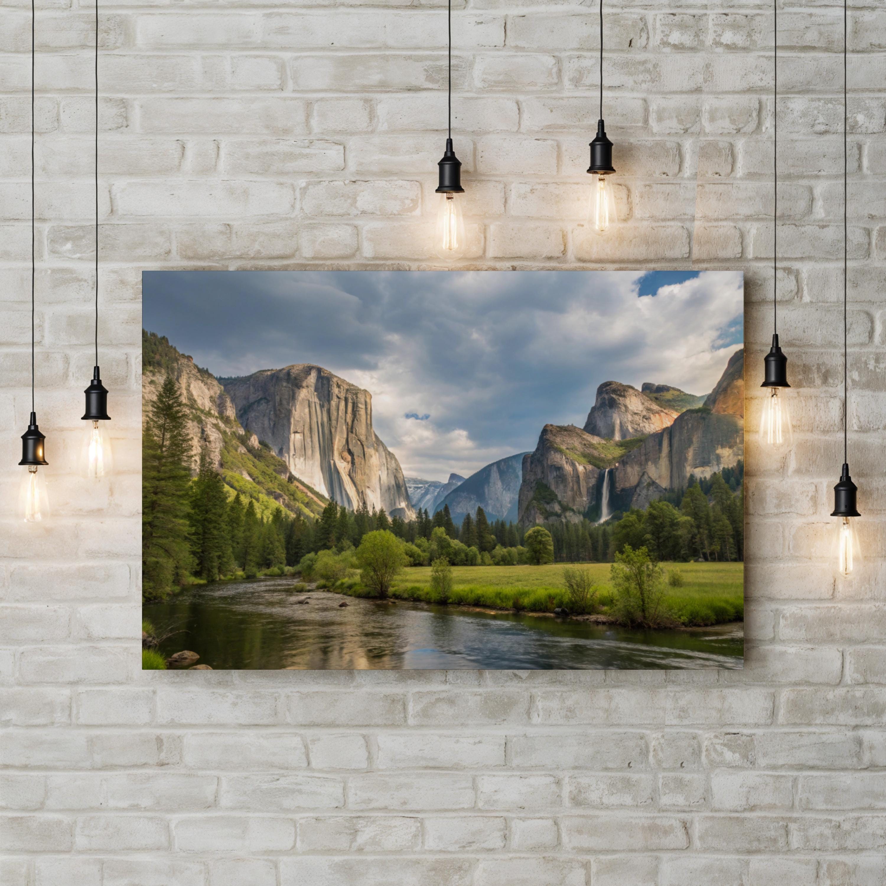 Yosemite Granite Peaks & River – Vintage Photography Wall Art | National Park Canvas Print