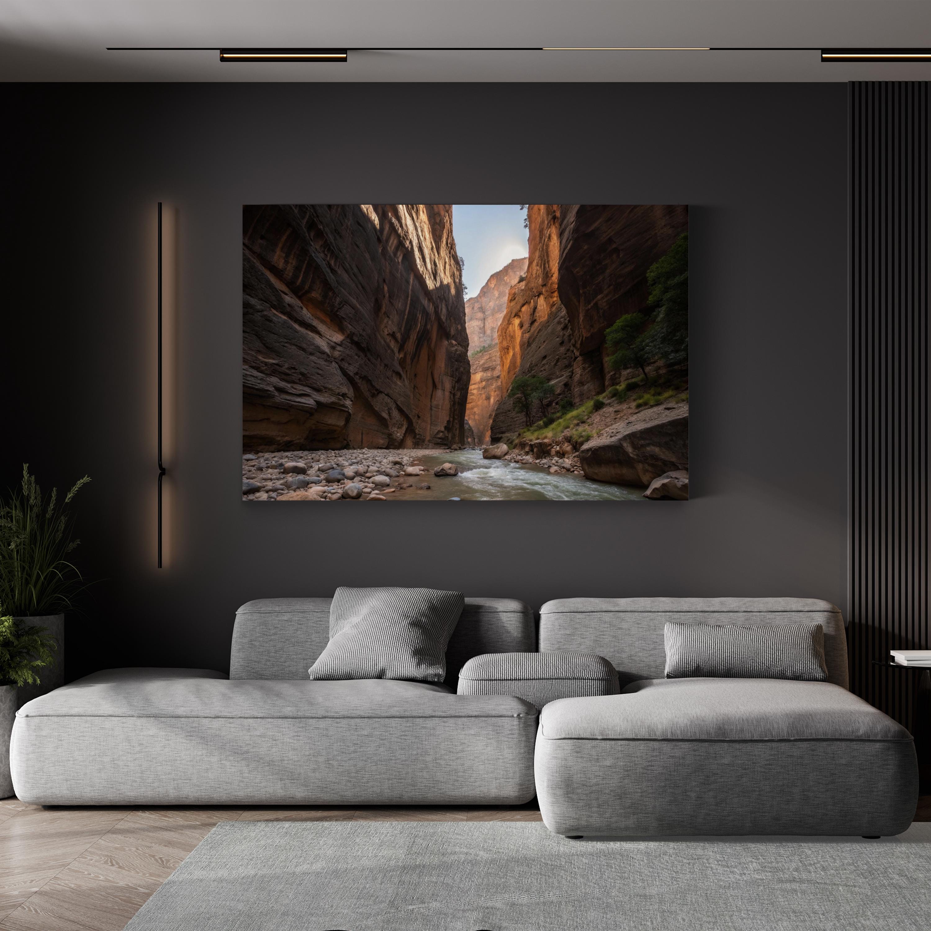 Zion Narrows Red Rock Canyon – Vintage Photography Wall Art | Landscape Canvas Print