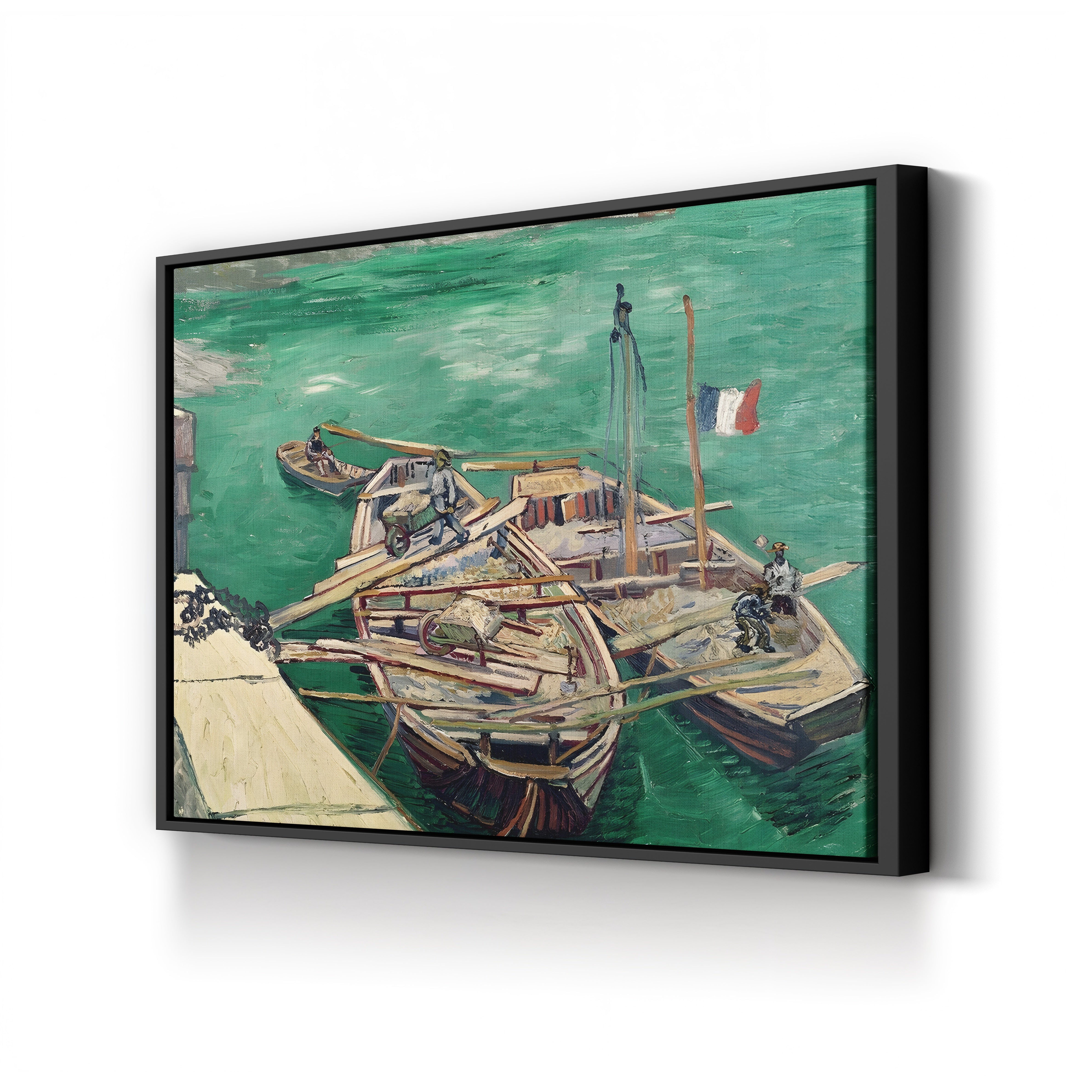 Landing Stage with Boats, 1888 – Vincent van Gogh Wall Art | Post-Impressionist River Scene Canvas Print