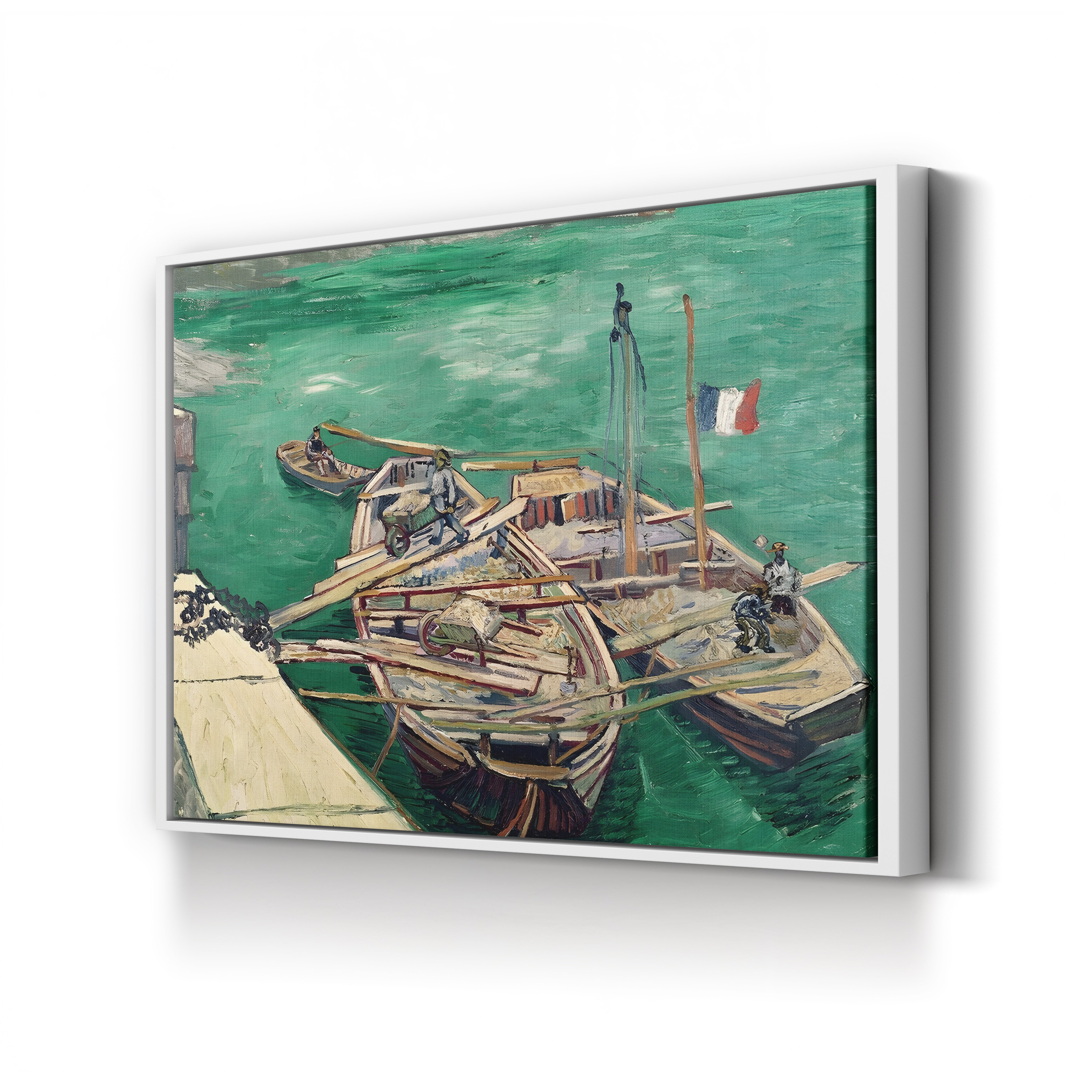 Landing Stage with Boats, 1888 – Vincent van Gogh Wall Art | Post-Impressionist River Scene Canvas Print