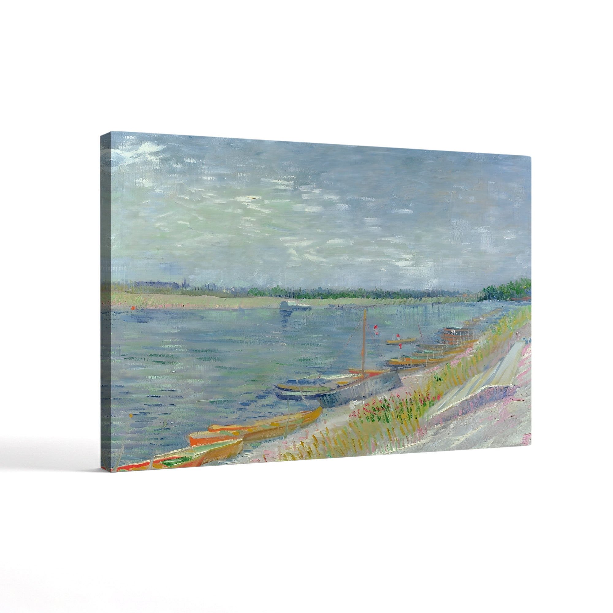 Moored Boats, 1887 – Vincent van Gogh Wall Art | Post-Impressionist River Scene Canvas Print