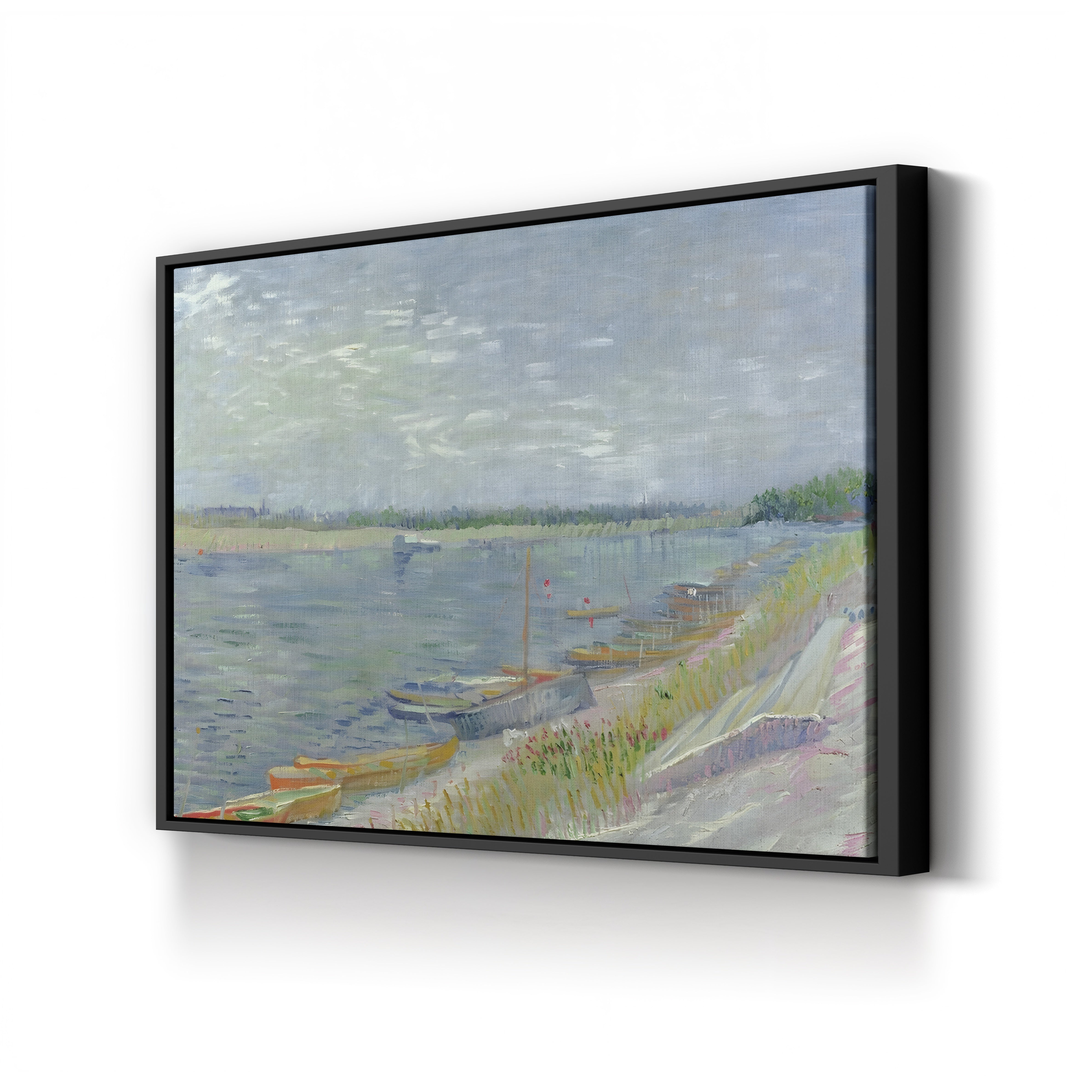 Moored Boats, 1887 – Vincent van Gogh Wall Art | Post-Impressionist River Scene Canvas Print