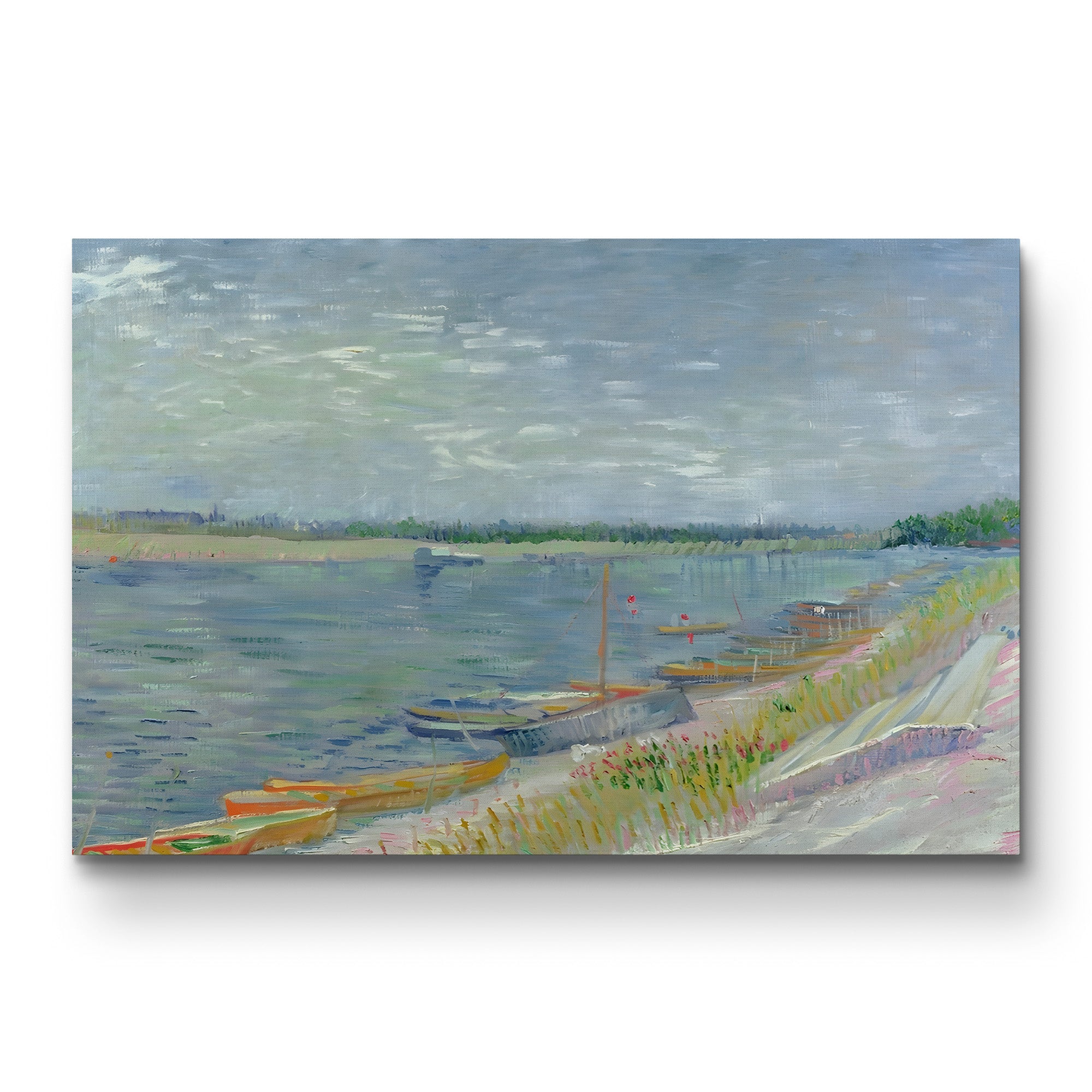 Moored Boats, 1887 – Vincent van Gogh Wall Art | Post-Impressionist River Scene Canvas Print