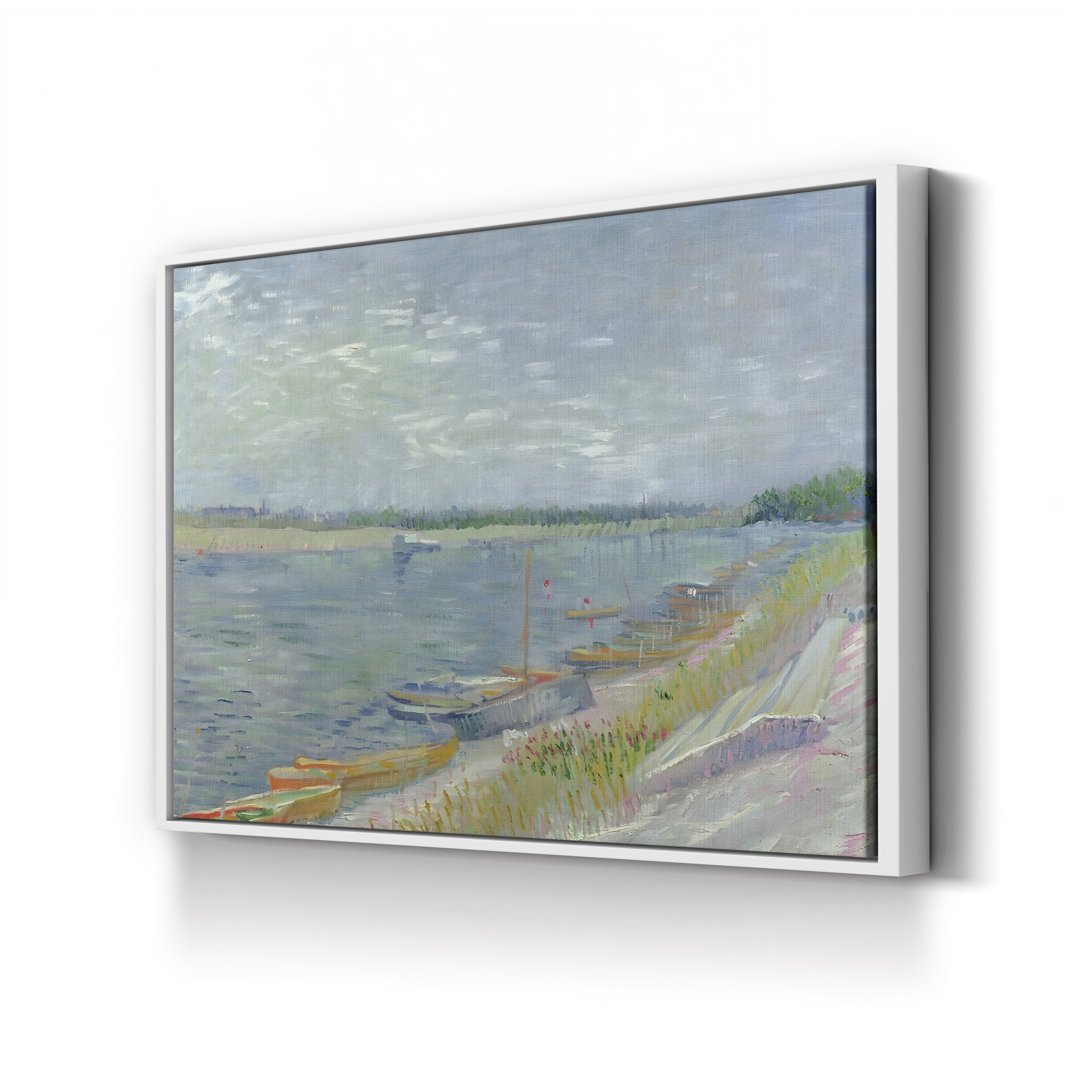 Moored Boats, 1887 – Vincent van Gogh Wall Art | Post-Impressionist River Scene Canvas Print