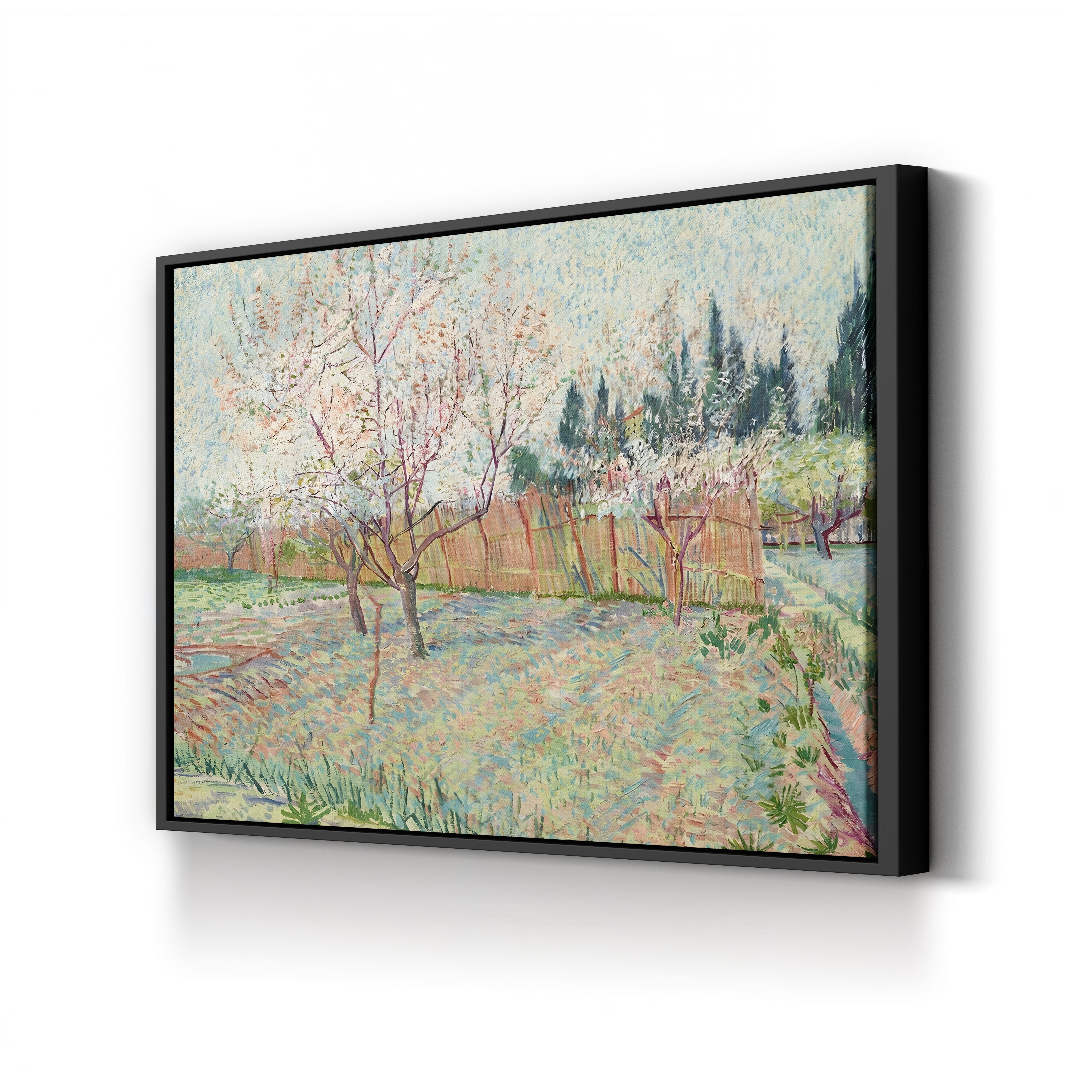 Orchard with Cypresses, 1888 – Vincent van Gogh Wall Art | Post-Impressionist Spring Blossom Canvas Print
