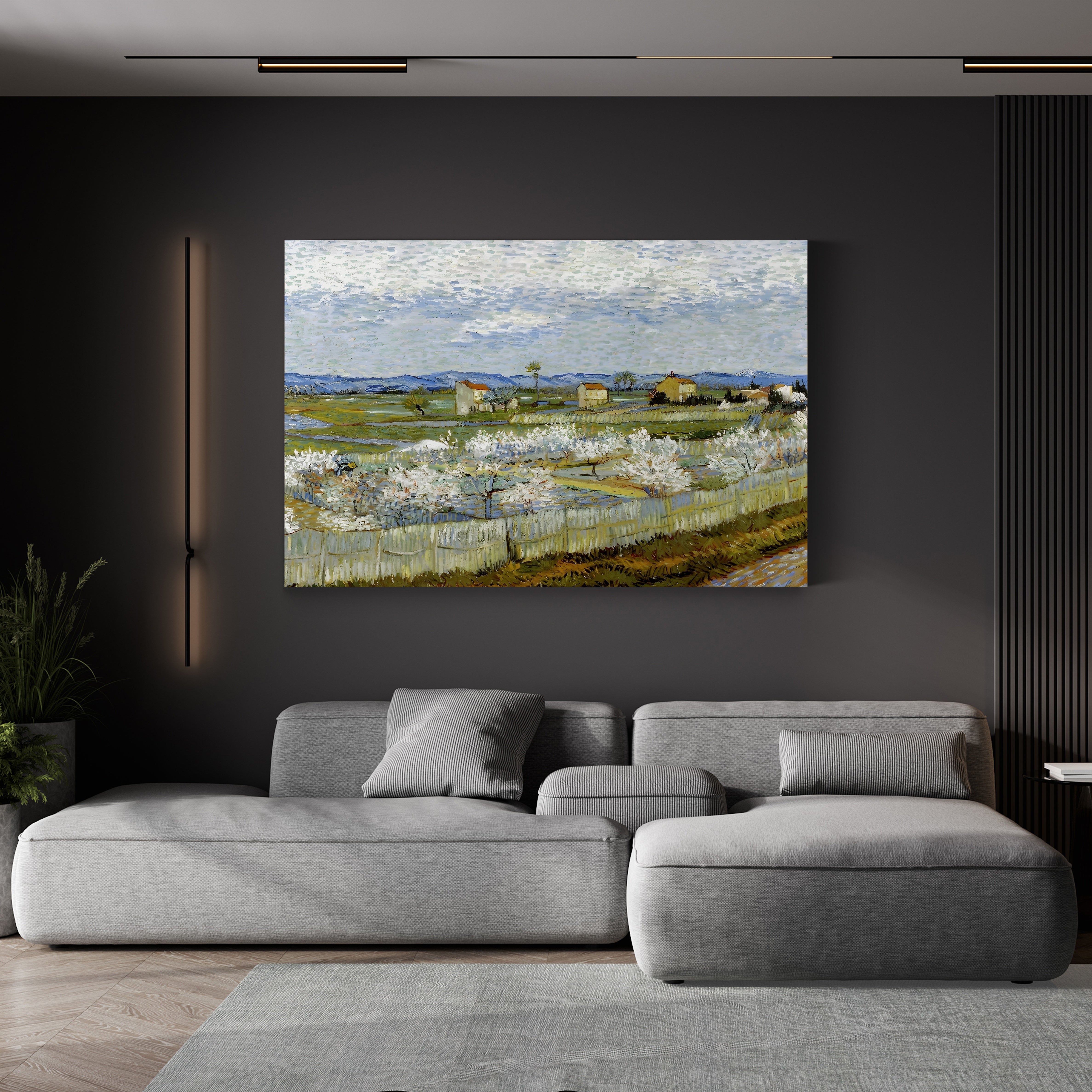 Peach Trees in Blossom, 1889 – Vincent van Gogh Wall Art | Post-Impressionist Orchard Canvas Print
