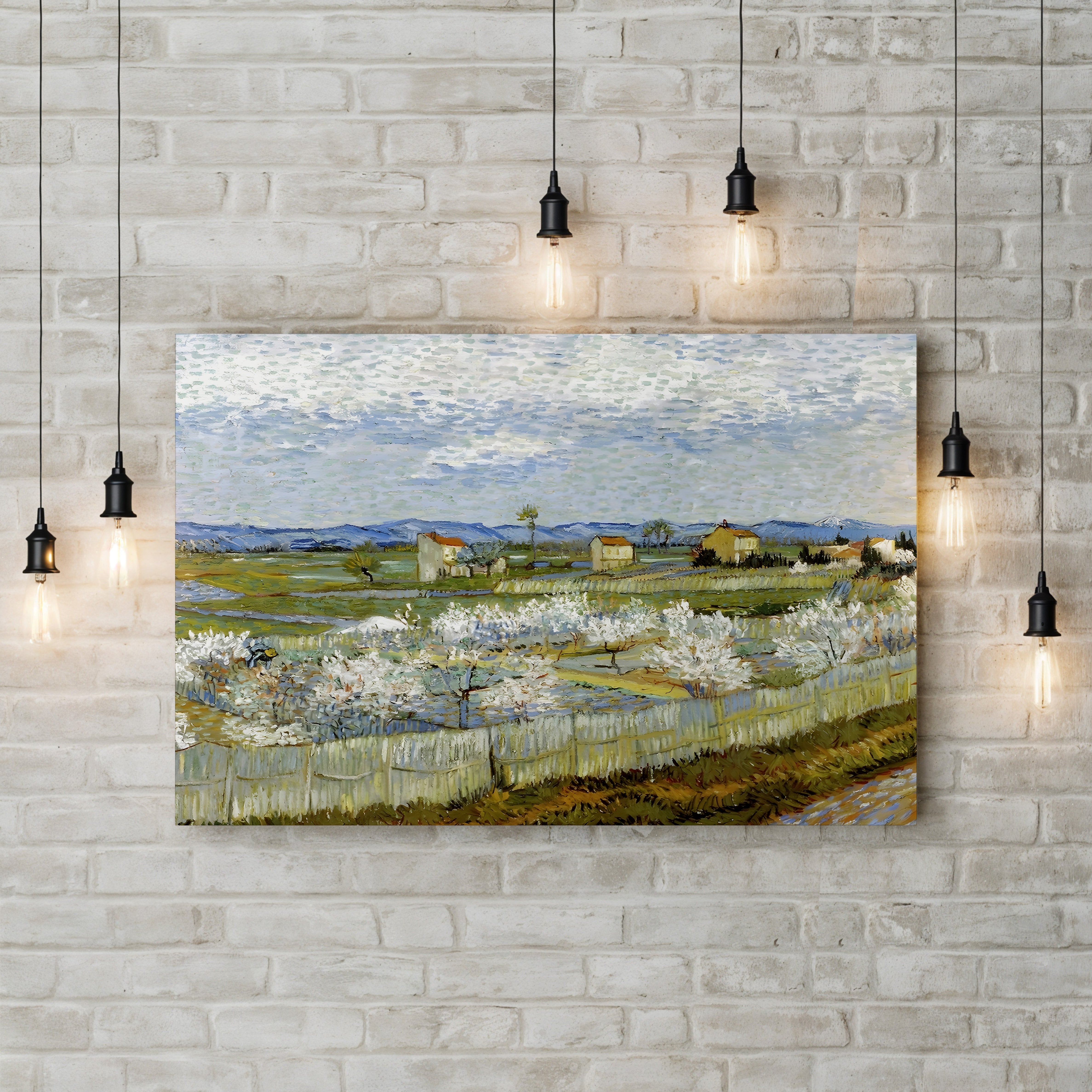 Peach Trees in Blossom, 1889 – Vincent van Gogh Wall Art | Post-Impressionist Orchard Canvas Print