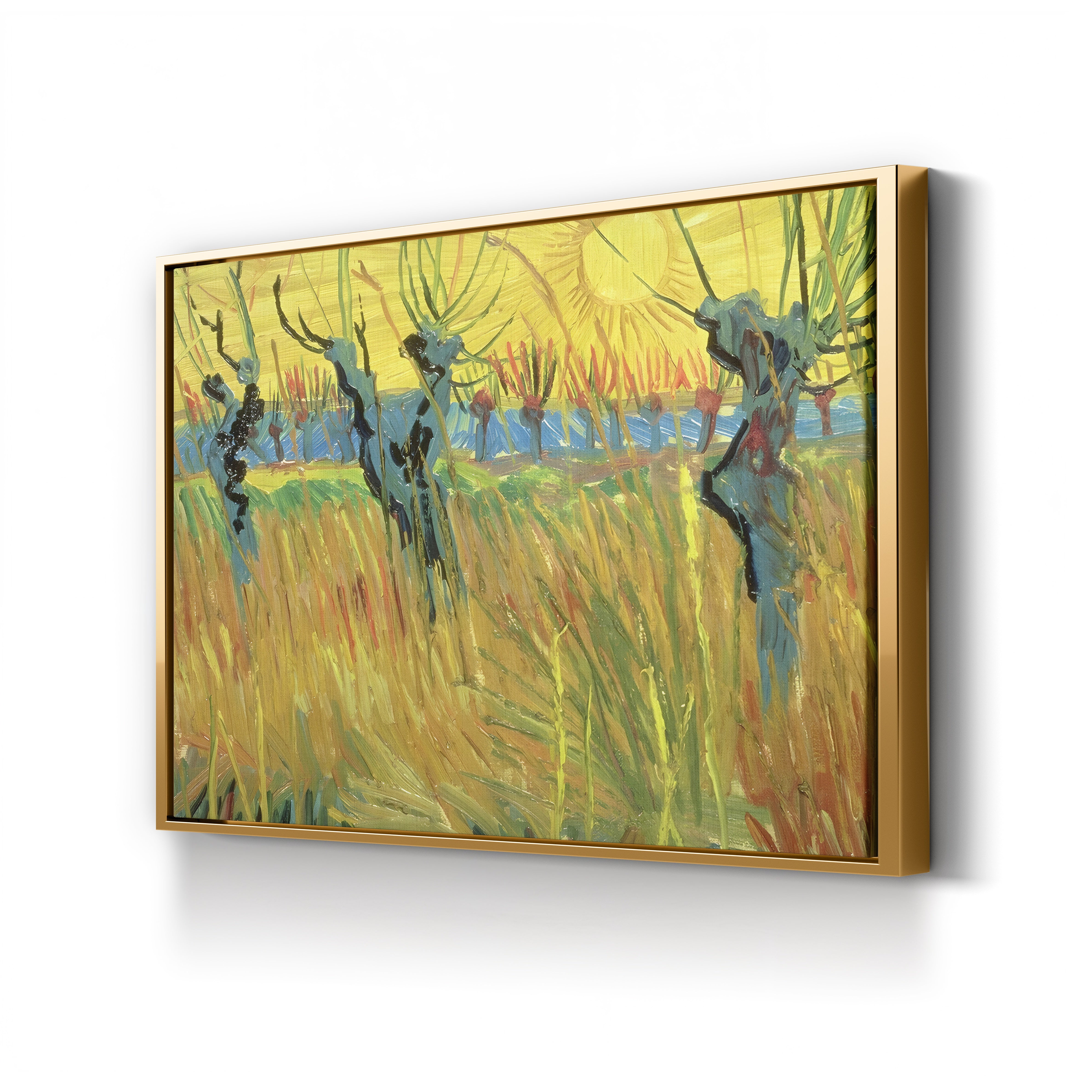 Pollarded Willows and Setting Sun, 1888 – Vincent van Gogh Wall Art | Post-Impressionist Sunset Canvas Print