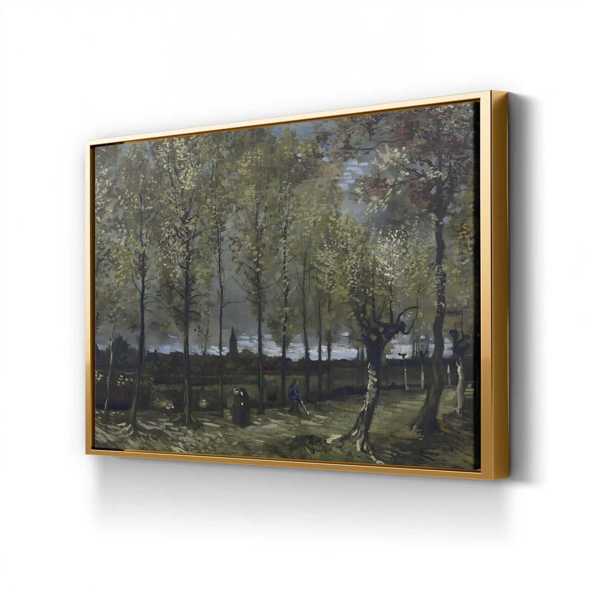 Poplars near Nuenen (Populierenlaan bij Nuenen), c. 1885 by Vincent van Gogh canvas print in Gold frame