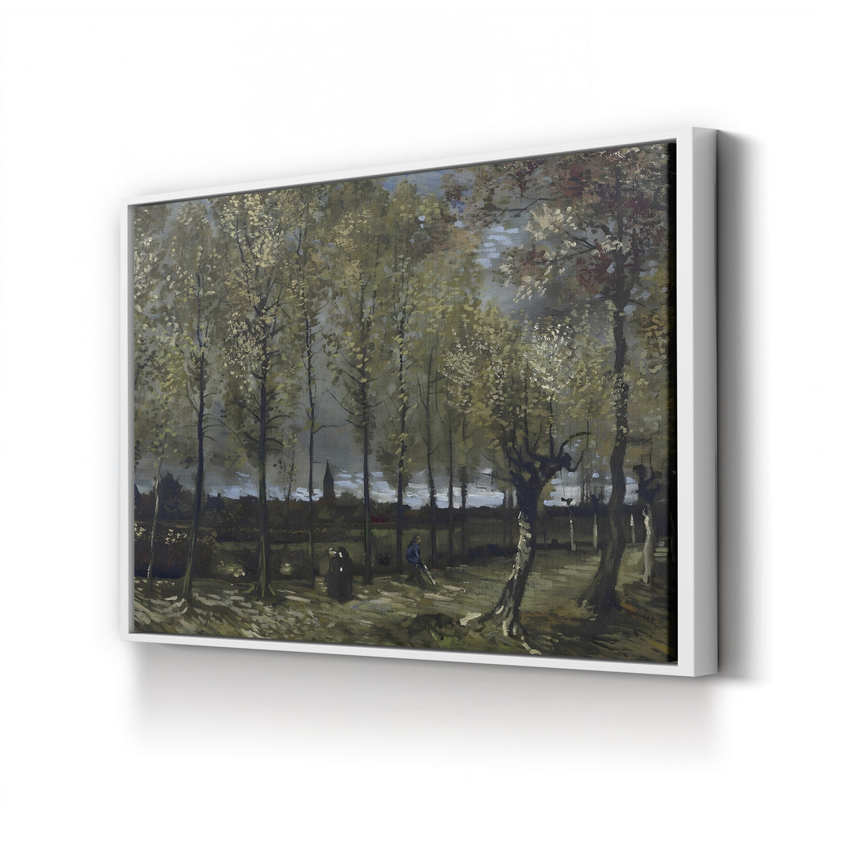 Poplars near Nuenen (Populierenlaan bij Nuenen), c. 1885 by Vincent van Gogh canvas print in White frame