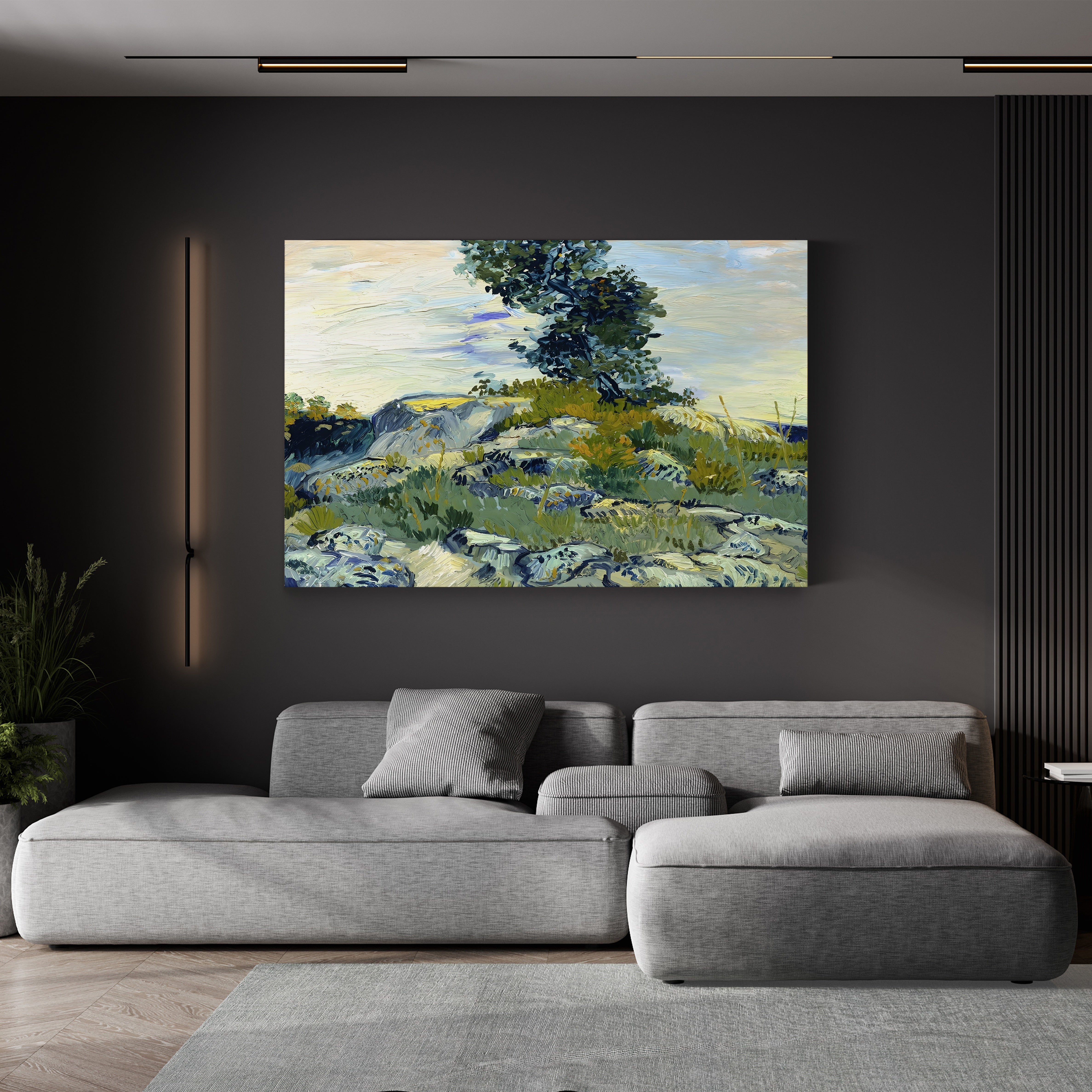 Rocks with Oak Tree, 1888 – Vincent van Gogh Wall Art | Post-Impressionist Arles Landscape Canvas Print