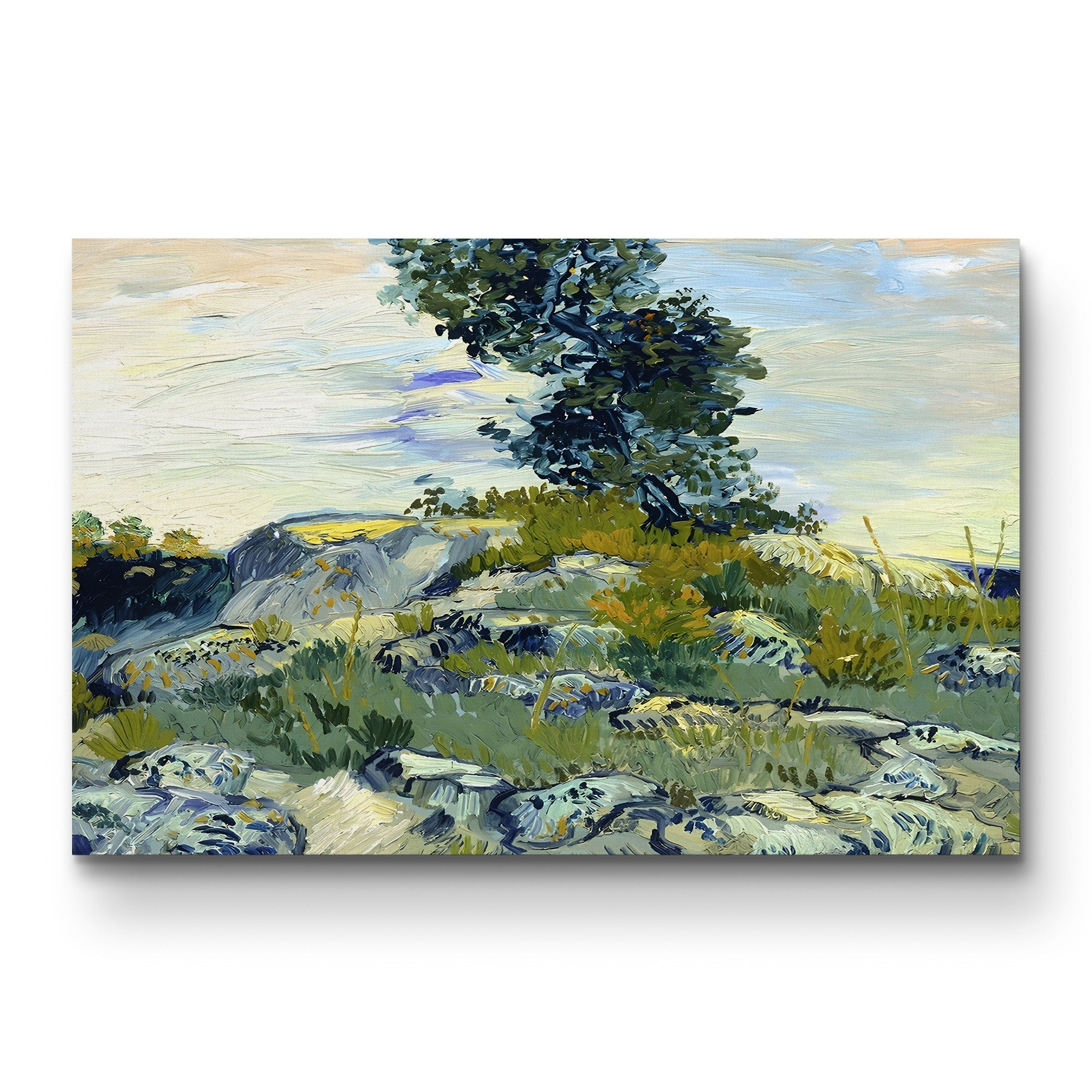 Rocks with Oak Tree, 1888 – Vincent van Gogh Wall Art | Post-Impressionist Arles Landscape Canvas Print