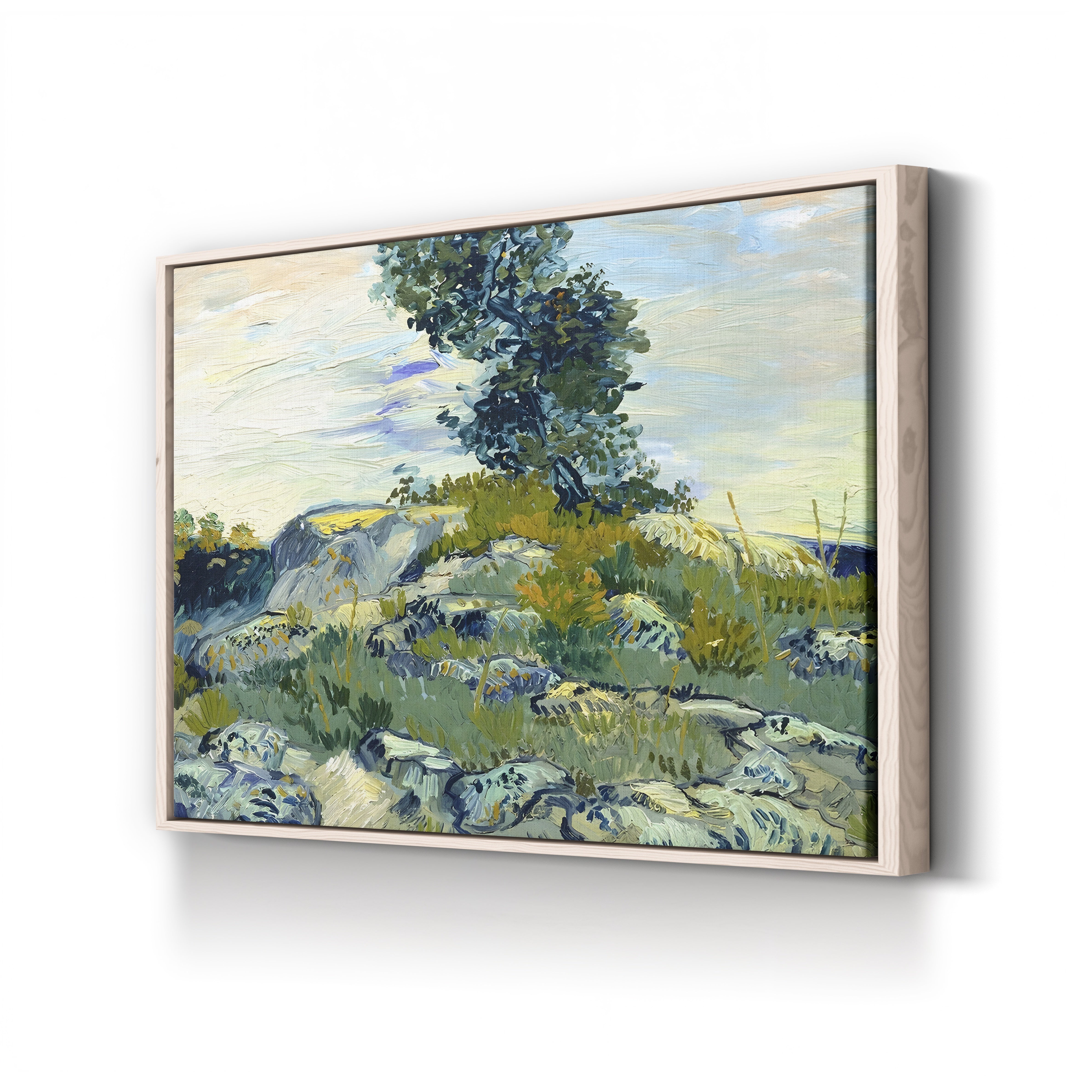 Rocks with Oak Tree, 1888 – Vincent van Gogh Wall Art | Post-Impressionist Arles Landscape Canvas Print