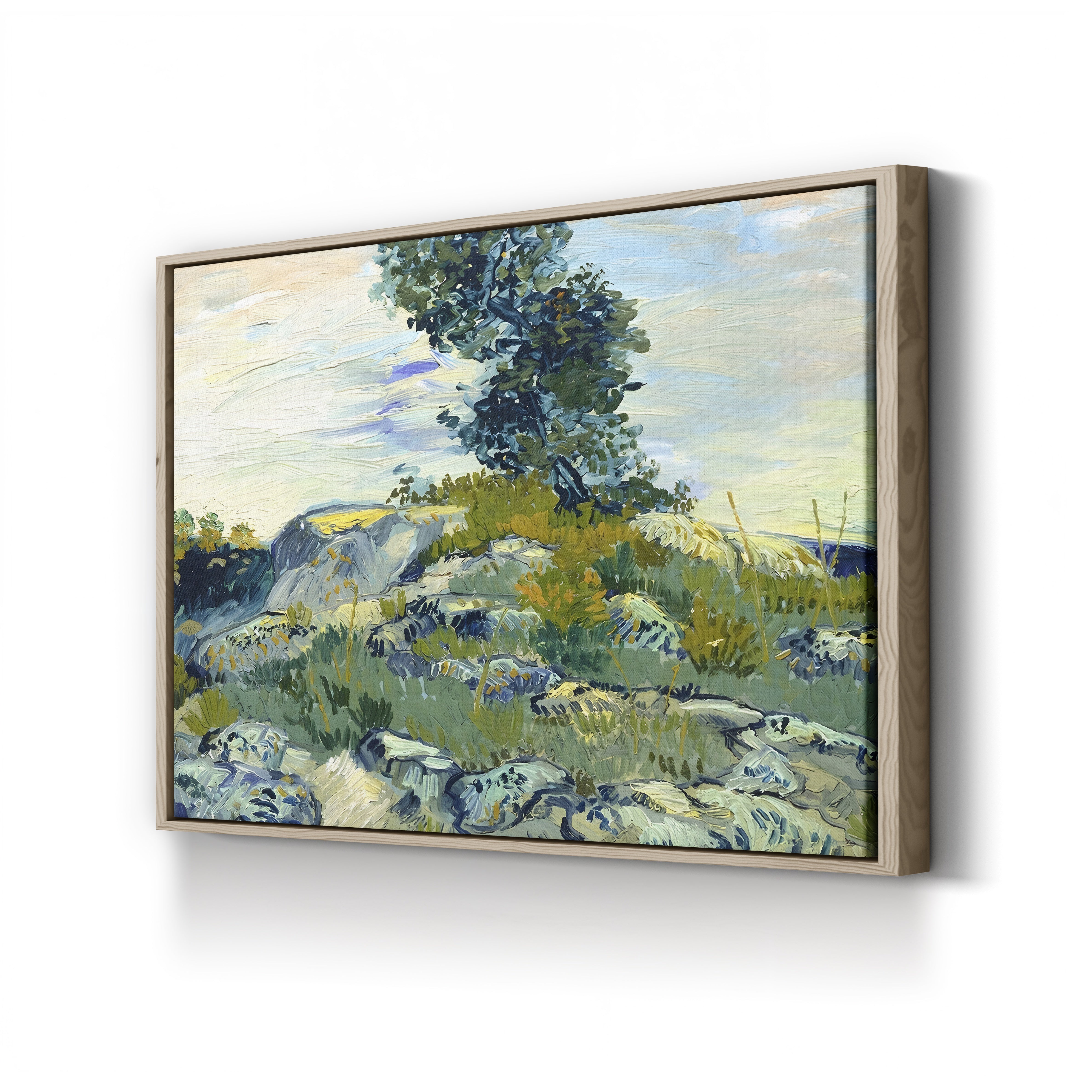 Rocks with Oak Tree, 1888 – Vincent van Gogh Wall Art | Post-Impressionist Arles Landscape Canvas Print