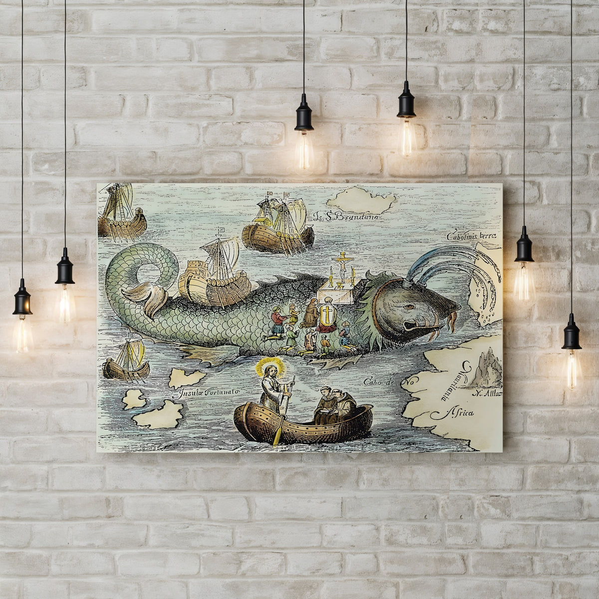 St. Brendan’s Voyage canvas print displayed on a wall with accent lighting