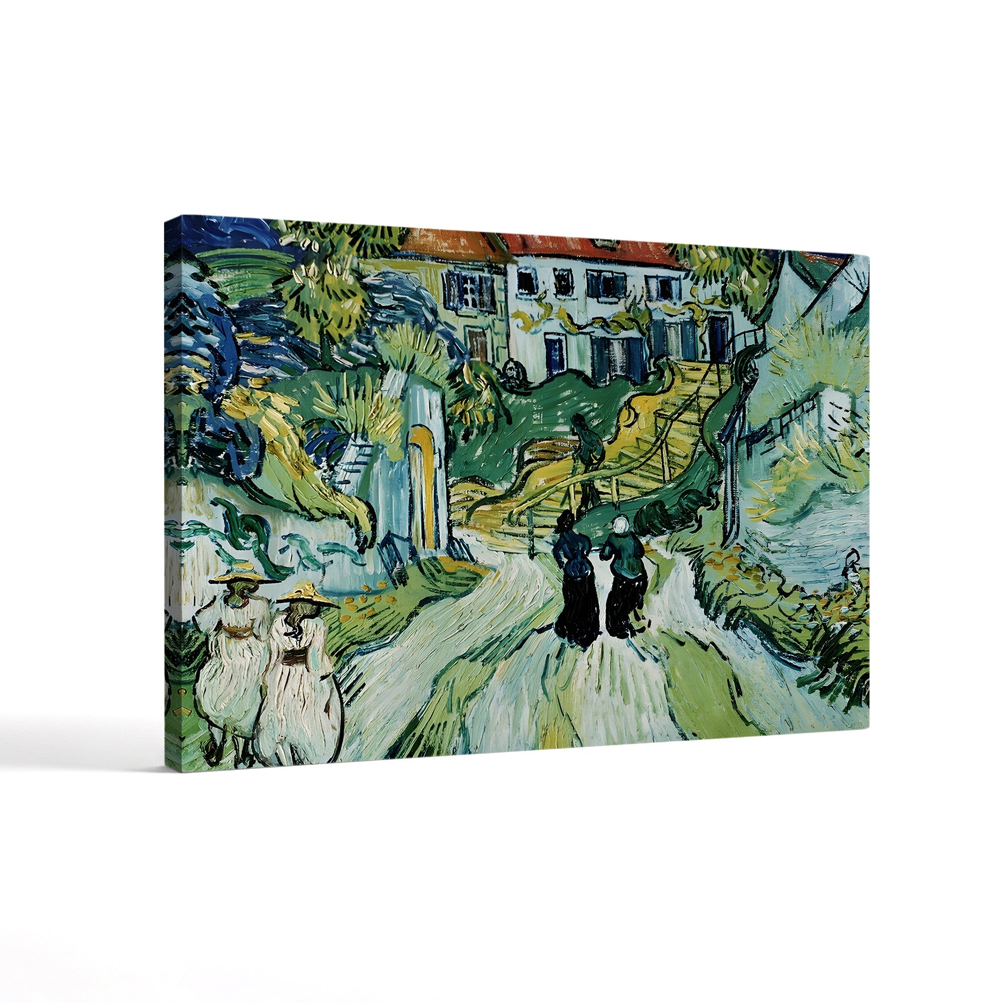 Stairway at Auvers – Vincent van Gogh Wall Art | Post-Impressionist Village Scene Canvas Print