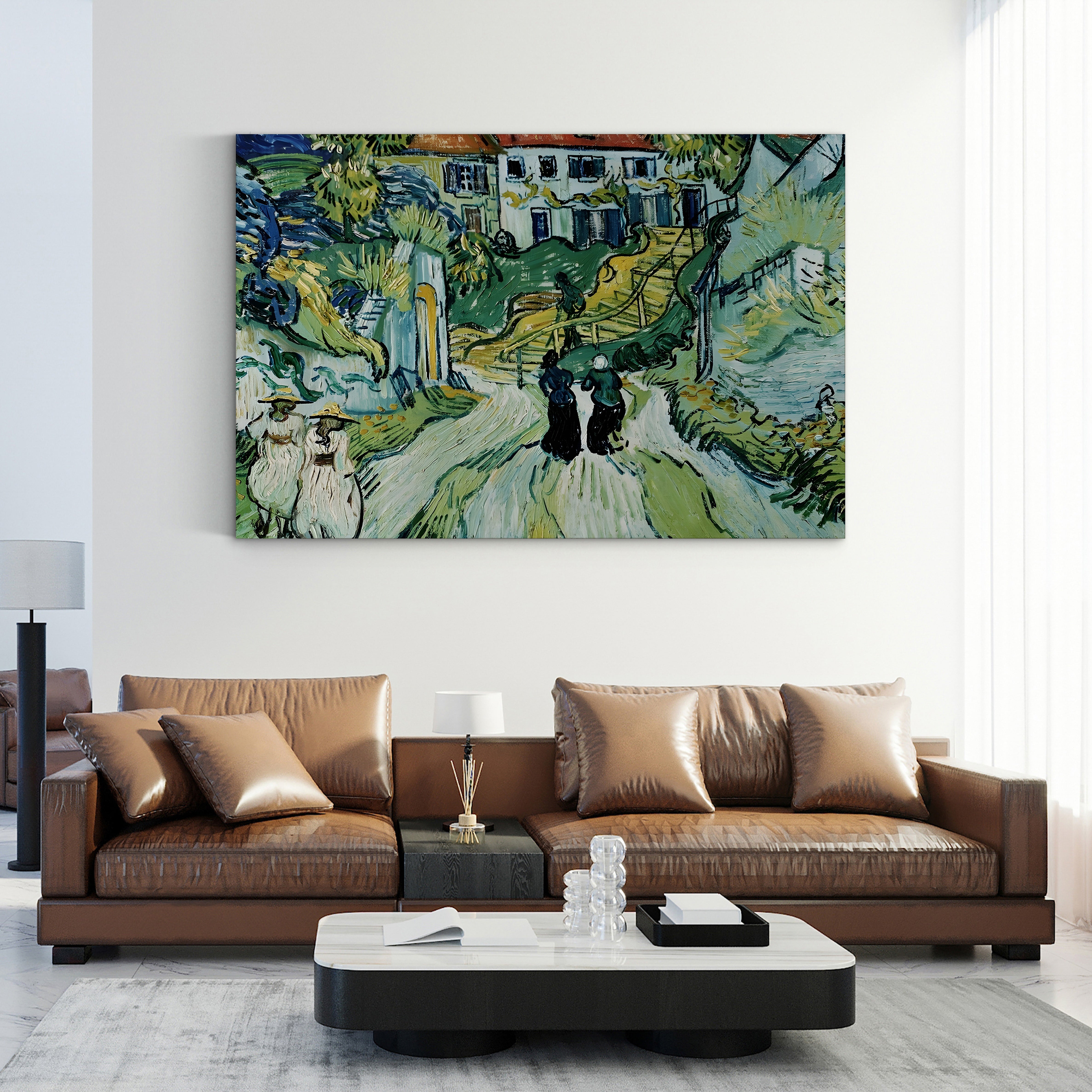 Stairway at Auvers – Vincent van Gogh Wall Art | Post-Impressionist Village Scene Canvas Print