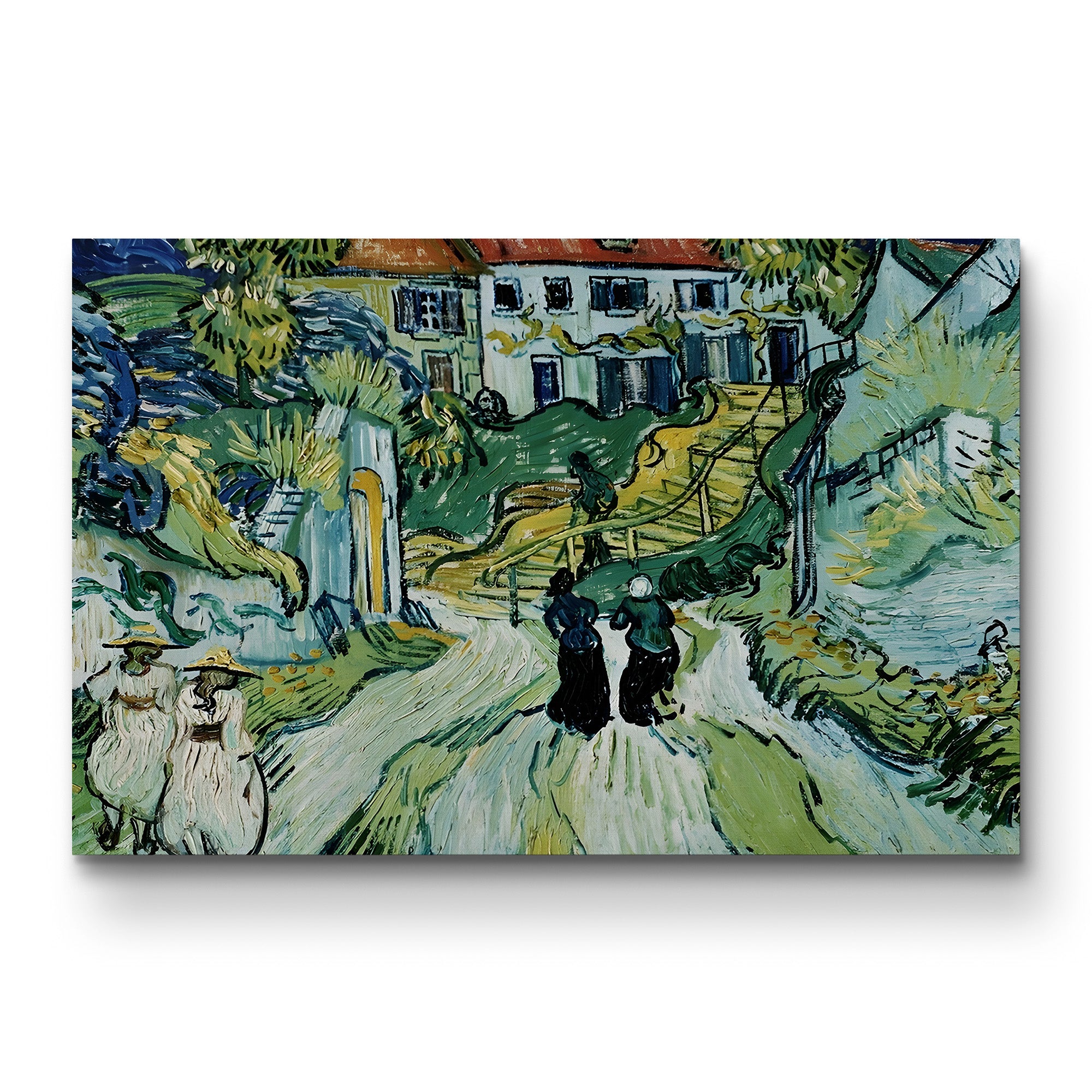 Stairway at Auvers – Vincent van Gogh Wall Art | Post-Impressionist Village Scene Canvas Print