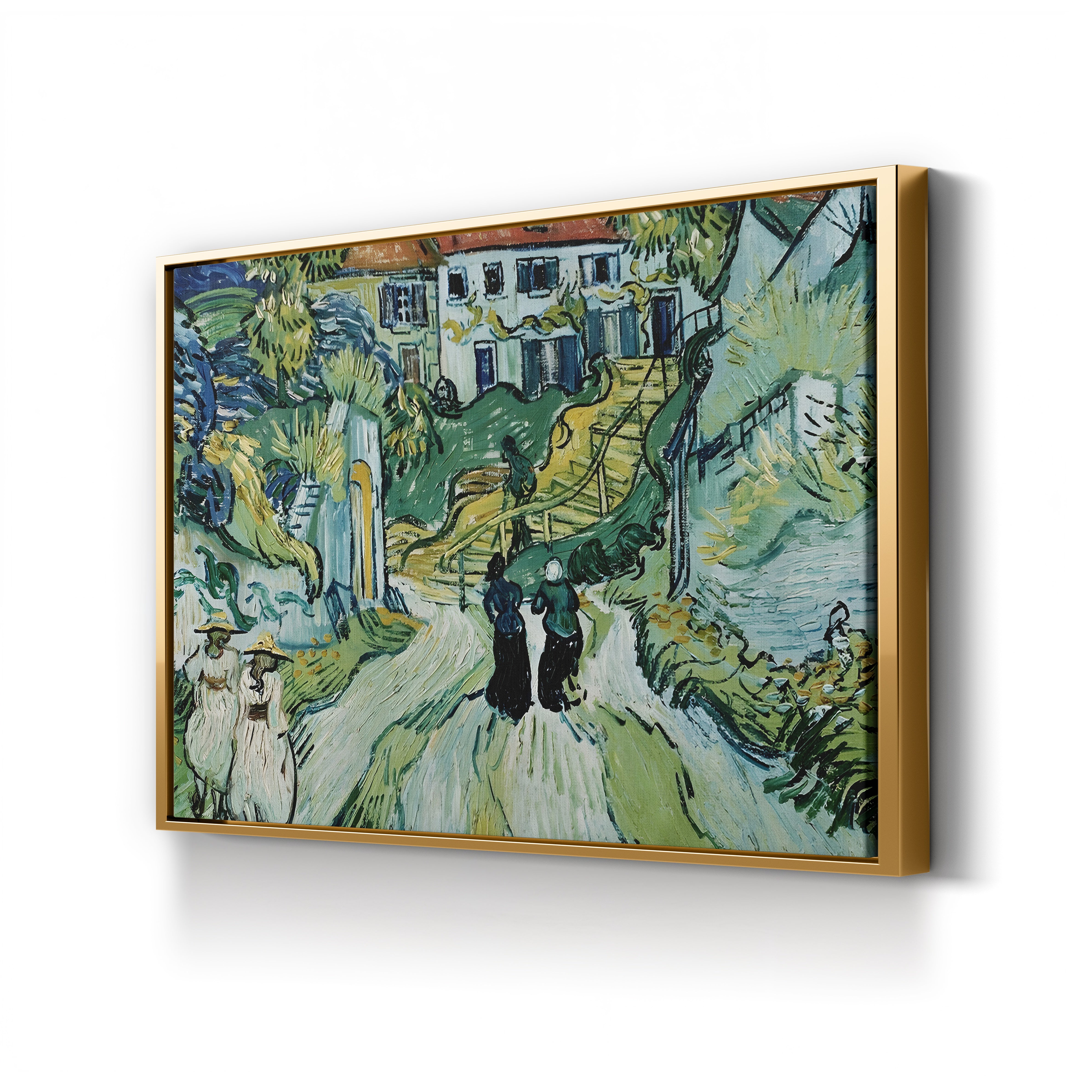 Stairway at Auvers – Vincent van Gogh Wall Art | Post-Impressionist Village Scene Canvas Print