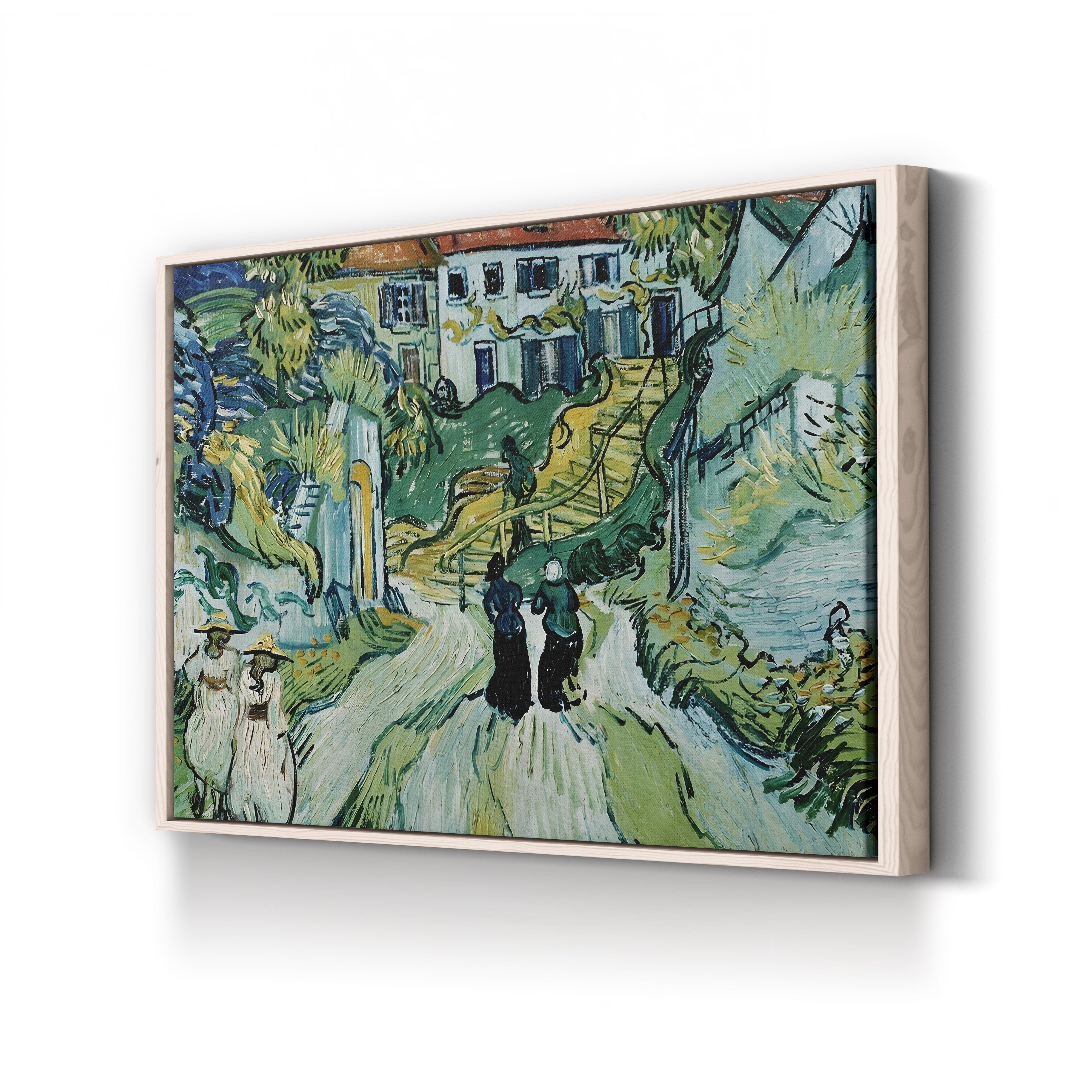 Stairway at Auvers – Vincent van Gogh Wall Art | Post-Impressionist Village Scene Canvas Print