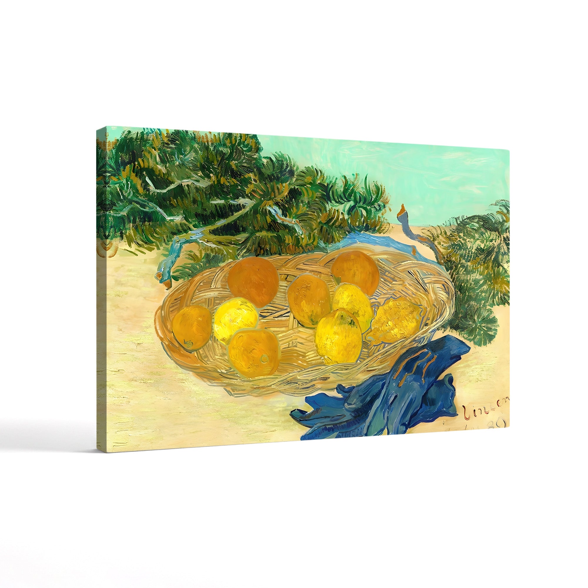 Still Life of Oranges and Lemons with Blue Gloves, 1889 – Vincent van Gogh Wall Art | Post-Impressionist Still Life Canvas Print