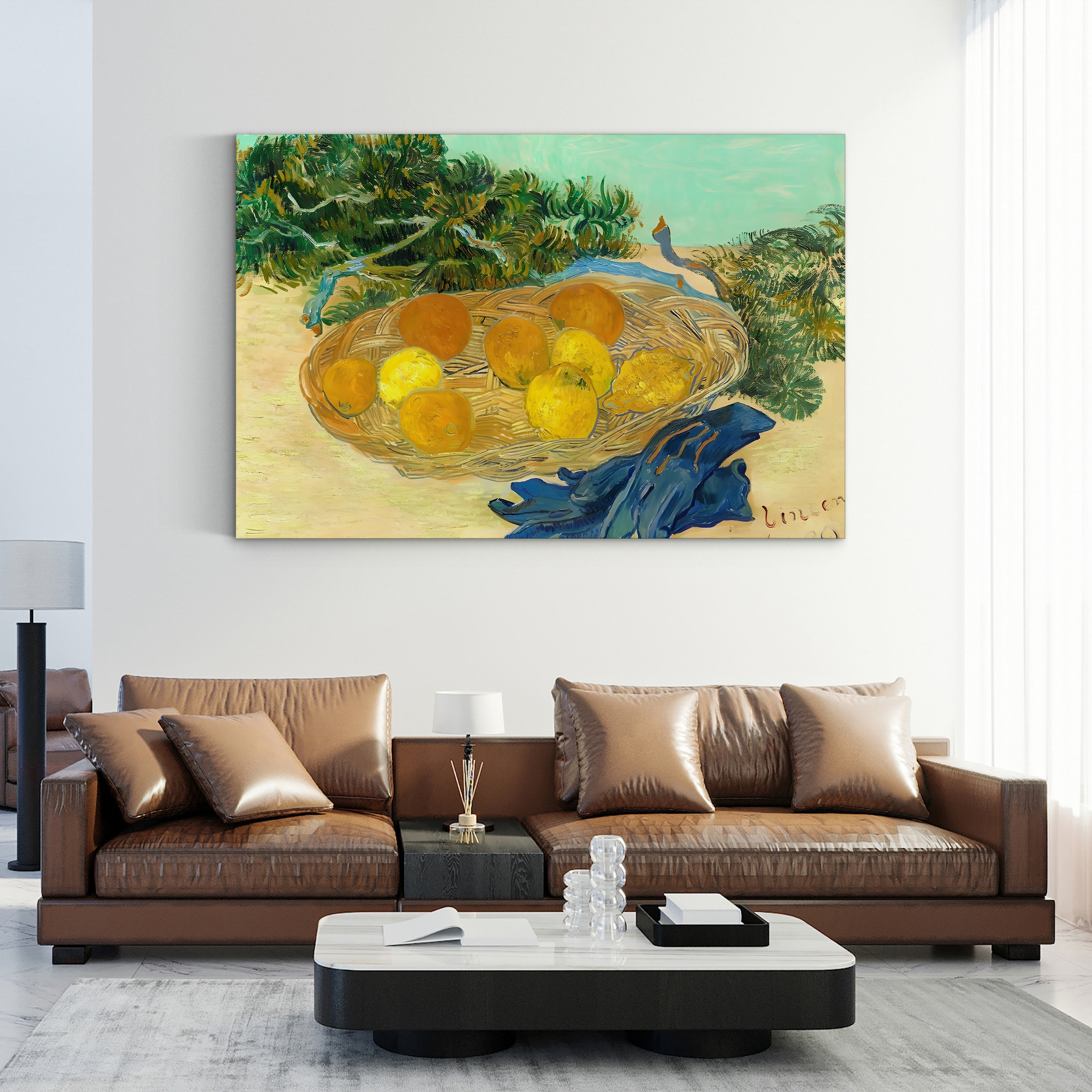 Still Life of Oranges and Lemons with Blue Gloves, 1889 – Vincent van Gogh Wall Art | Post-Impressionist Still Life Canvas Print