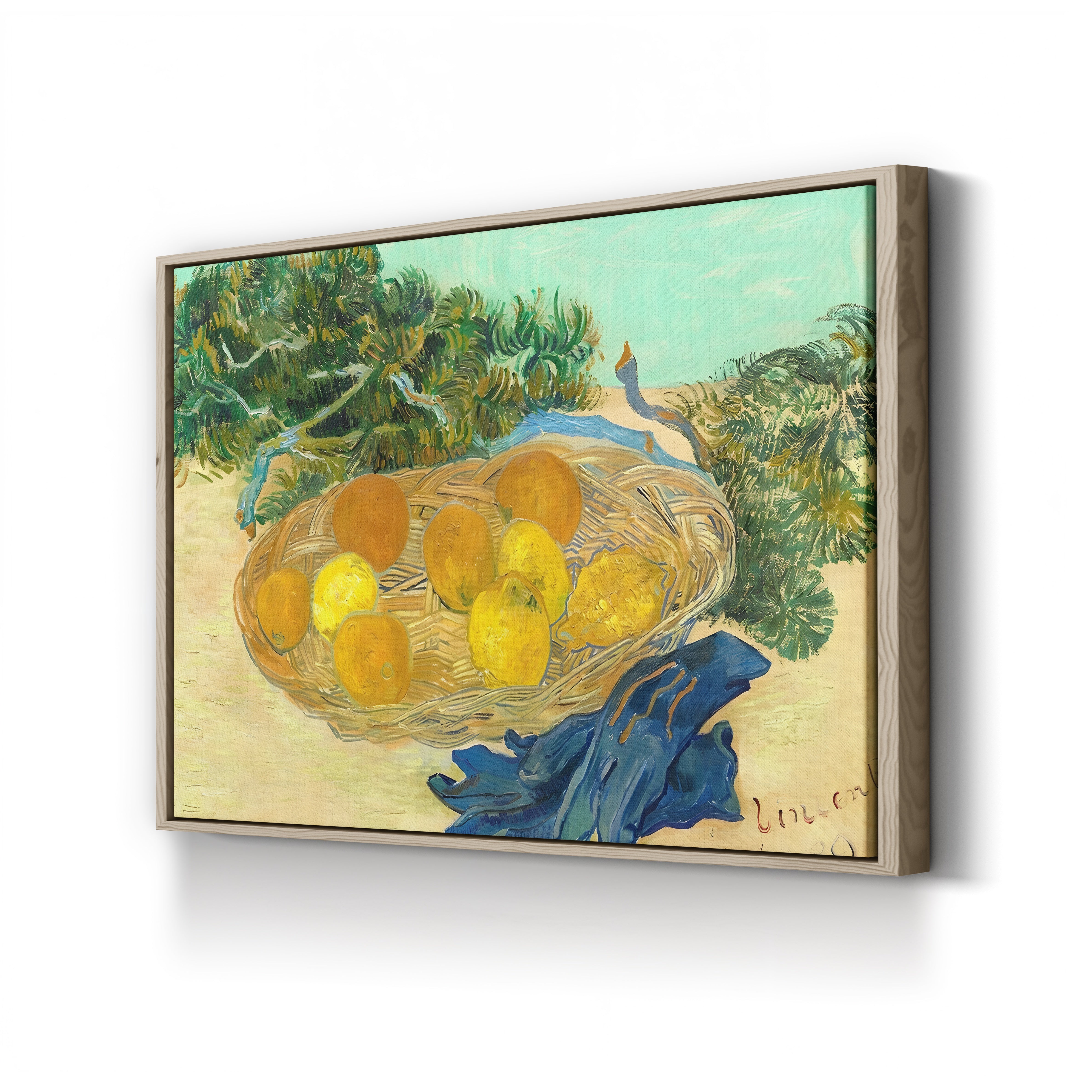 Still Life of Oranges and Lemons with Blue Gloves, 1889 – Vincent van Gogh Wall Art | Post-Impressionist Still Life Canvas Print