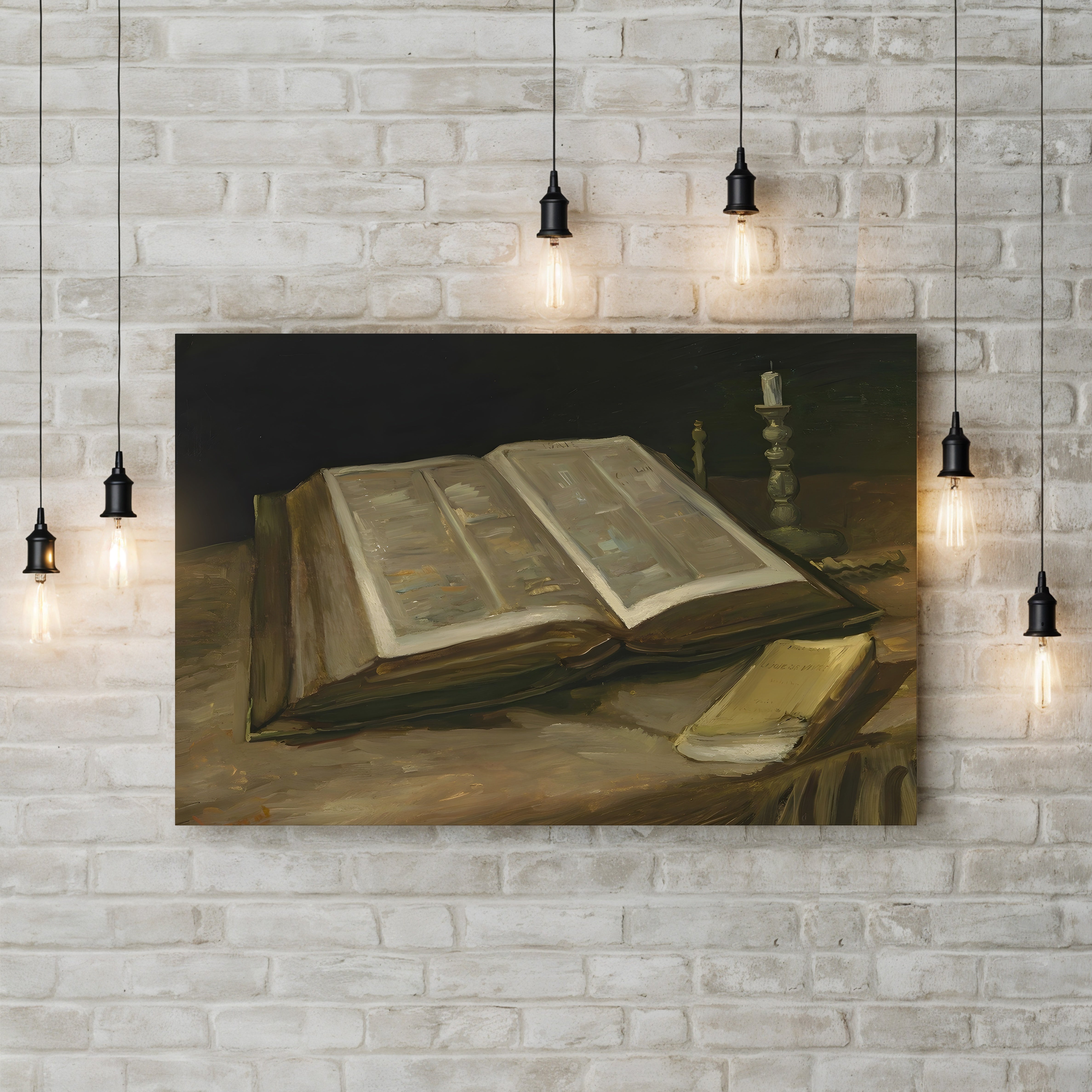 Still Life with Bible, 1885 – Vincent van Gogh Wall Art | Dutch Realist Still Life Canvas Print