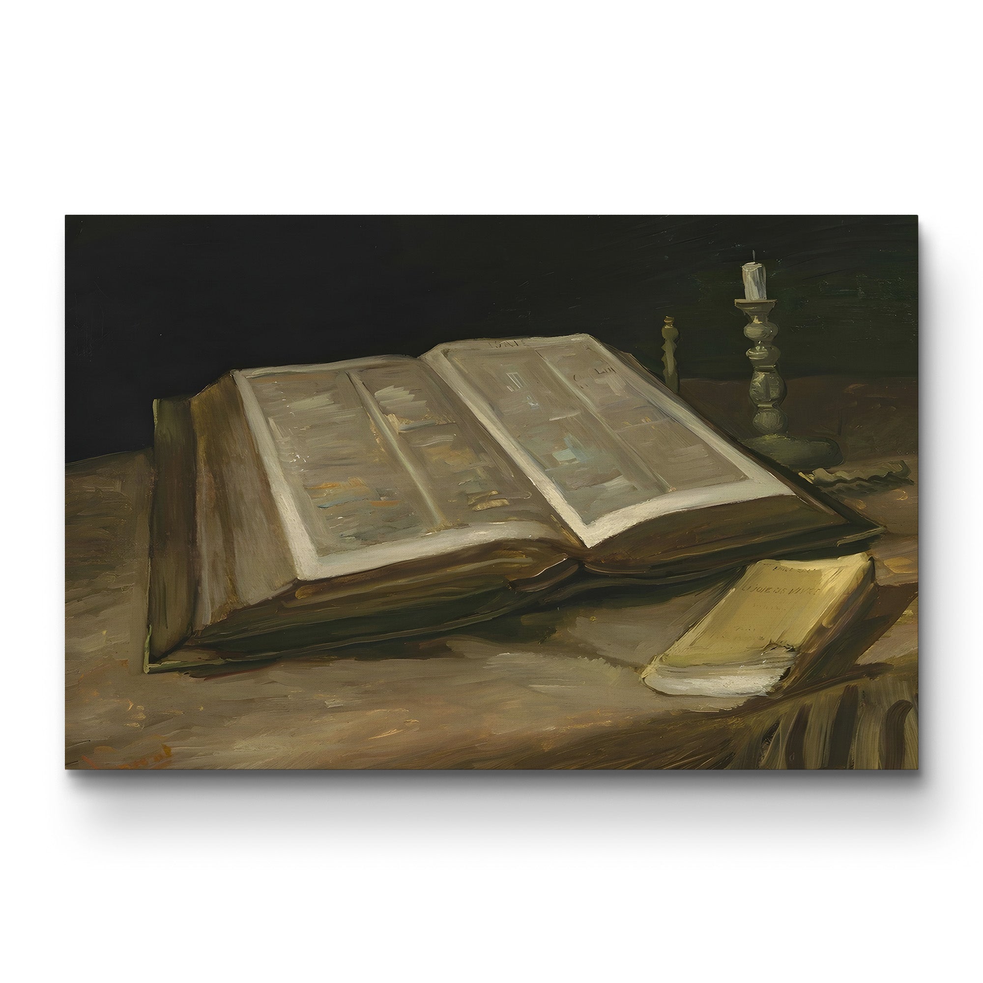Still Life with Bible, 1885 – Vincent van Gogh Wall Art | Dutch Realist Still Life Canvas Print