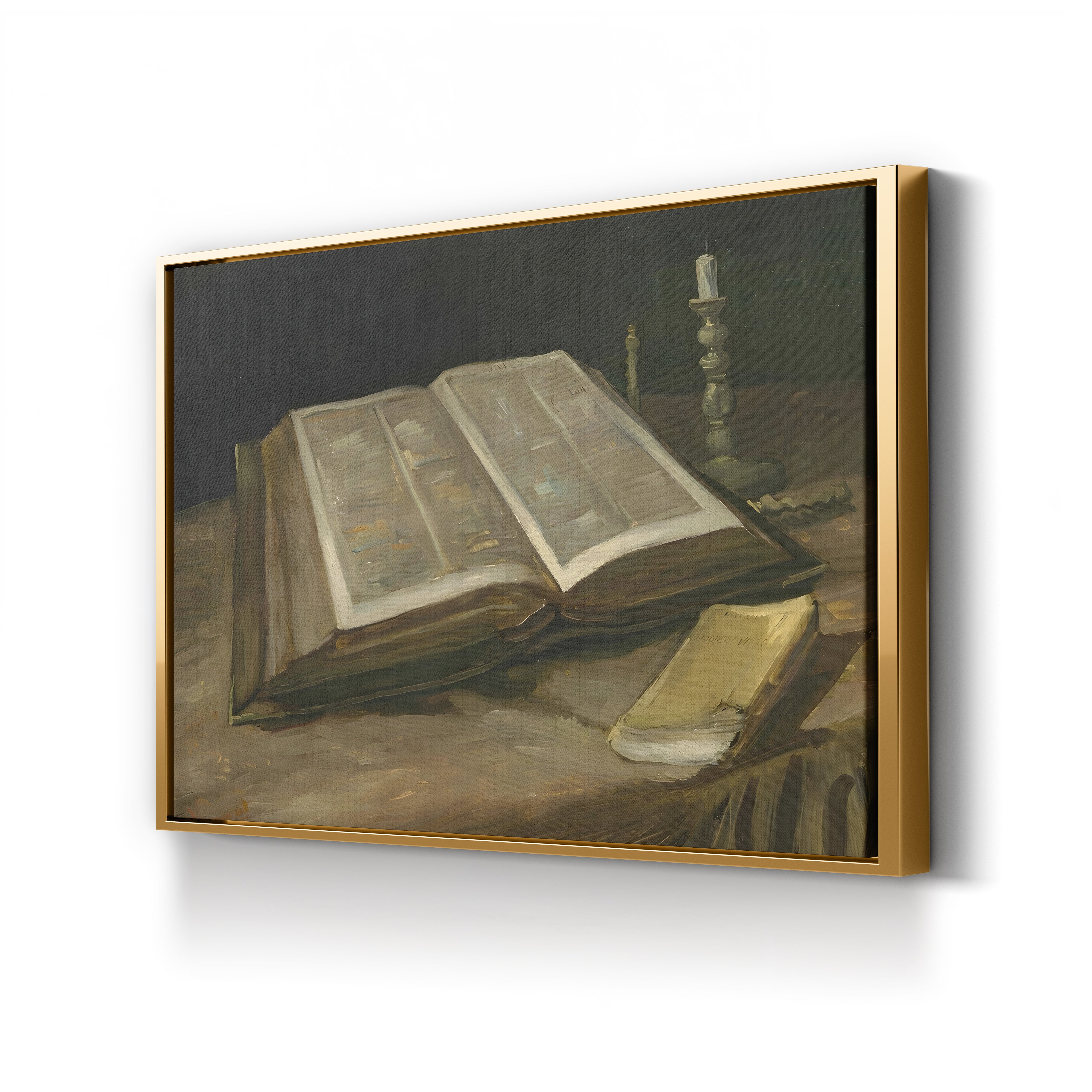 Still Life with Bible, 1885 – Vincent van Gogh Wall Art | Dutch Realist Still Life Canvas Print