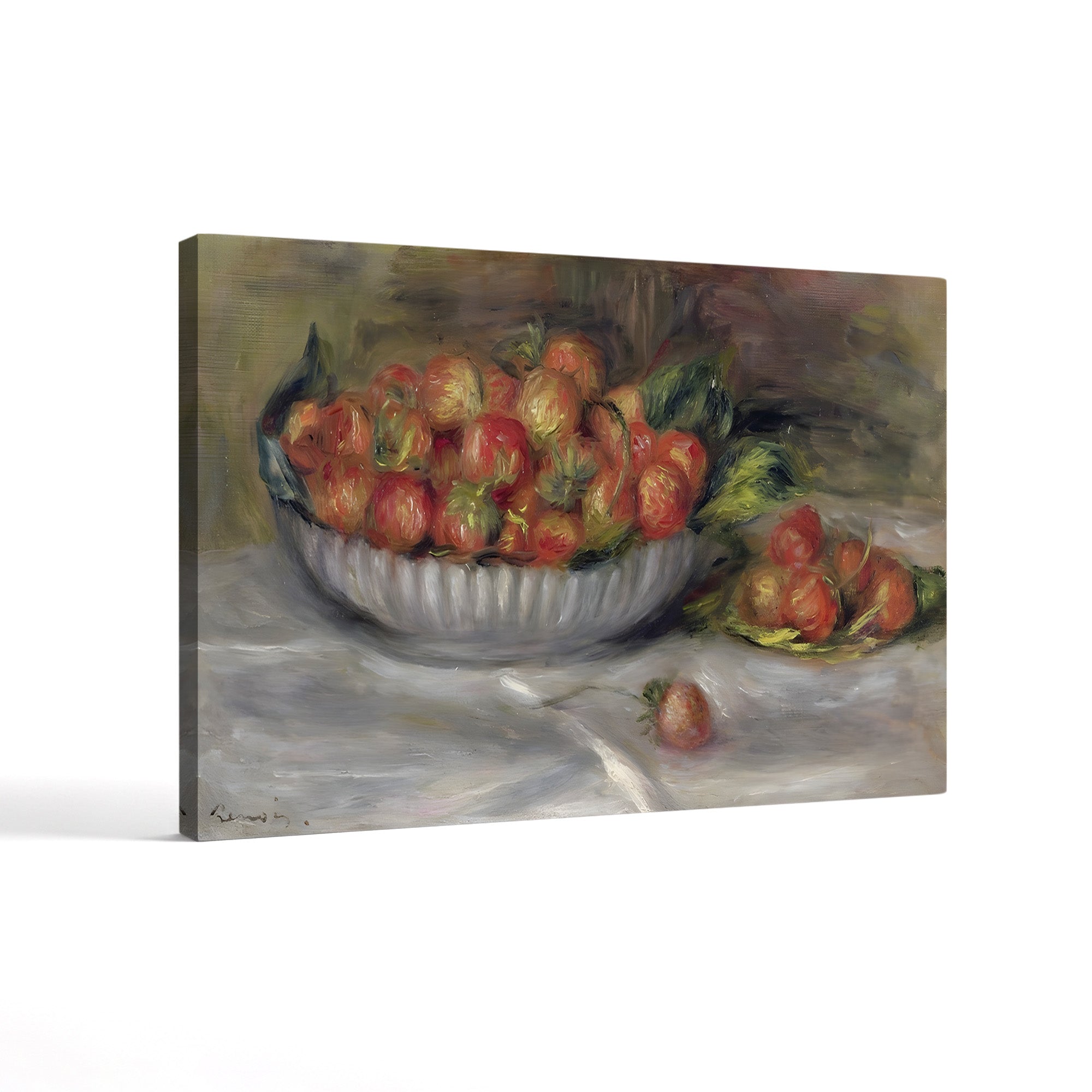 Still Life with Strawberries by Pierre-Auguste Renoir canvas print, gallery canvas angled view