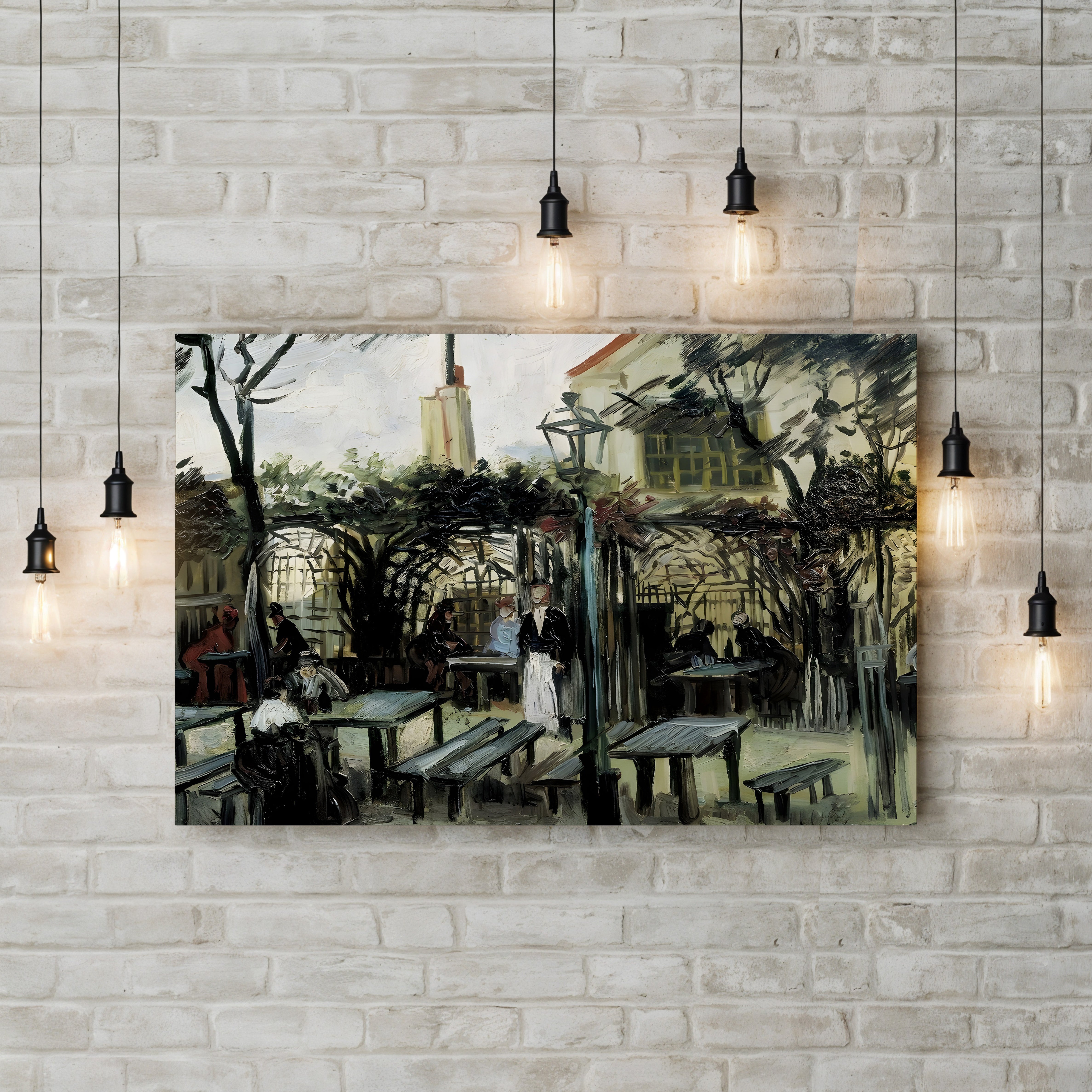Terrace of the Café La Guinguette – Vincent van Gogh Wall Art | Post-Impressionist Paris Café Canvas Print