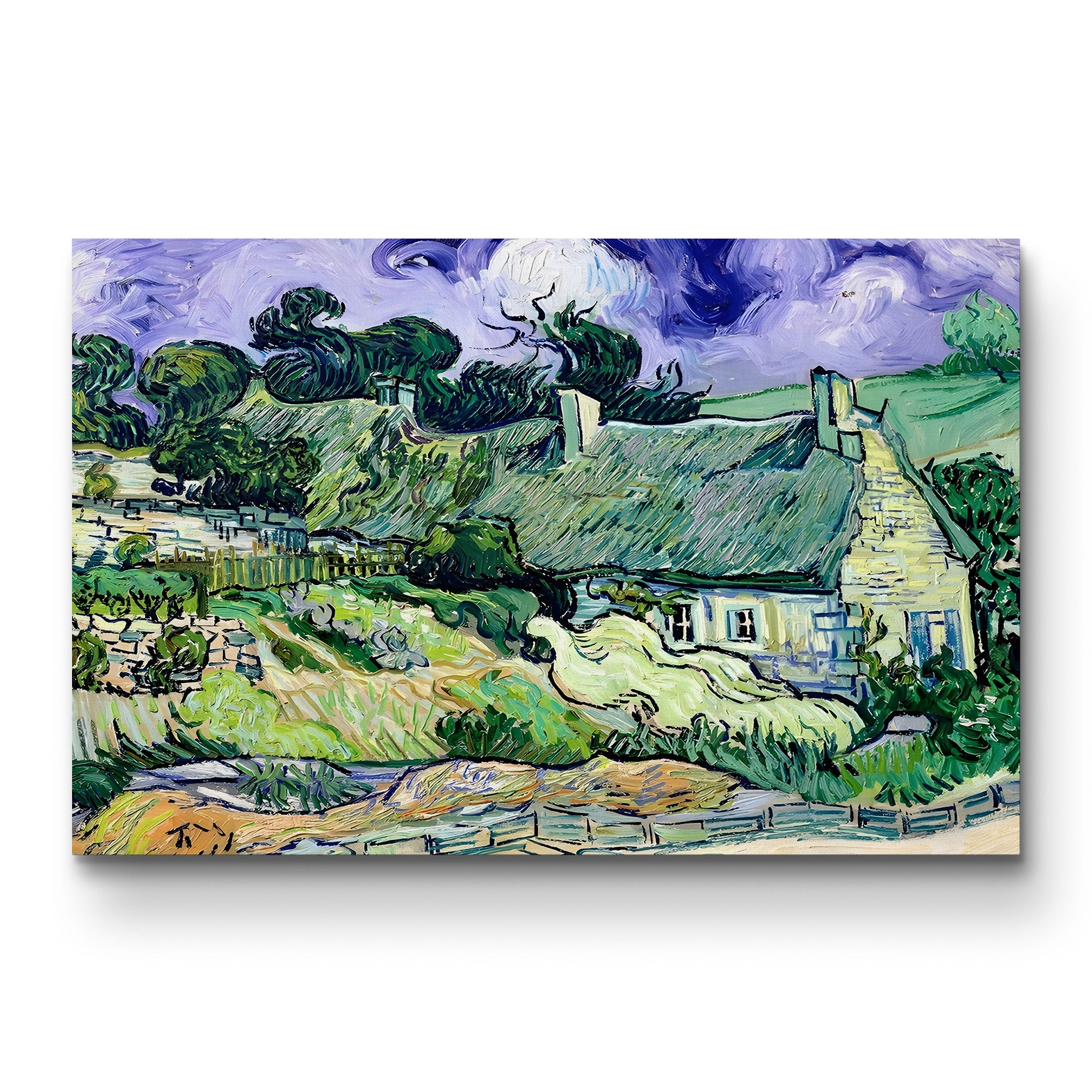 Thatched Cottages at Cordeville by Vincent van Gogh canvas print, straight-on gallery-wrapped canvas
