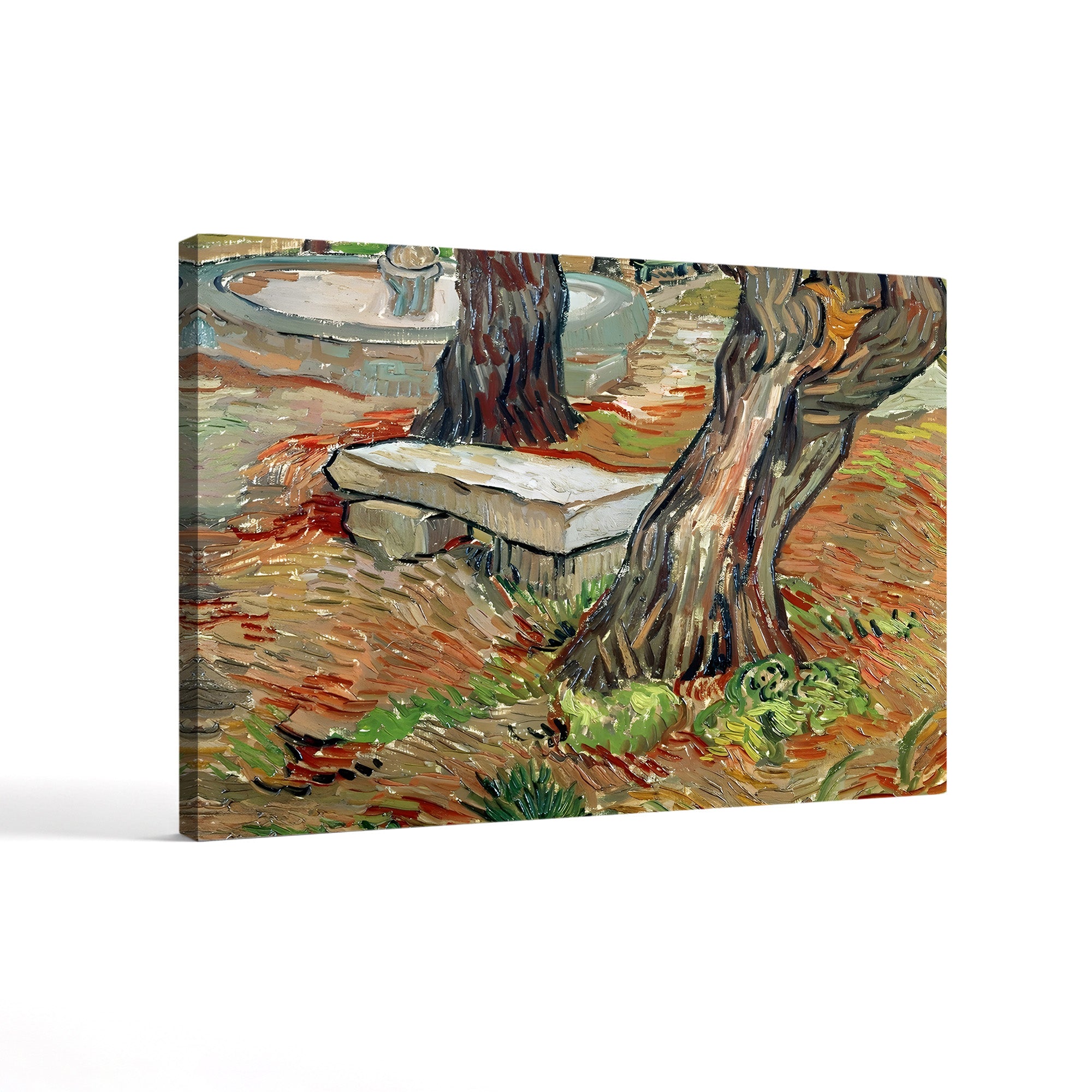 The Bench at Saint-Rémy, 1889 – Vincent van Gogh Wall Art | Post-Impressionist Garden Canvas Print