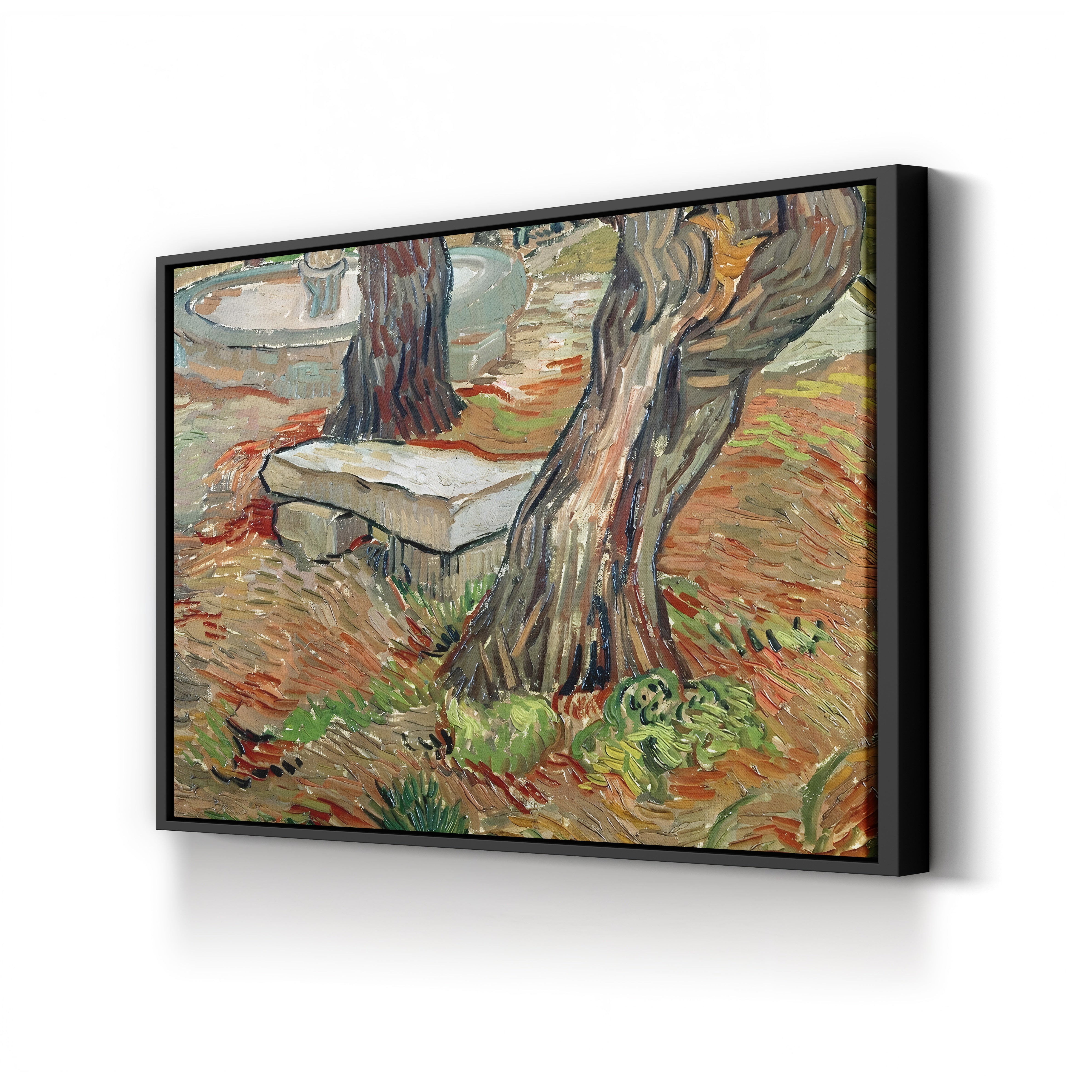 The Bench at Saint-Rémy, 1889 – Vincent van Gogh Wall Art | Post-Impressionist Garden Canvas Print