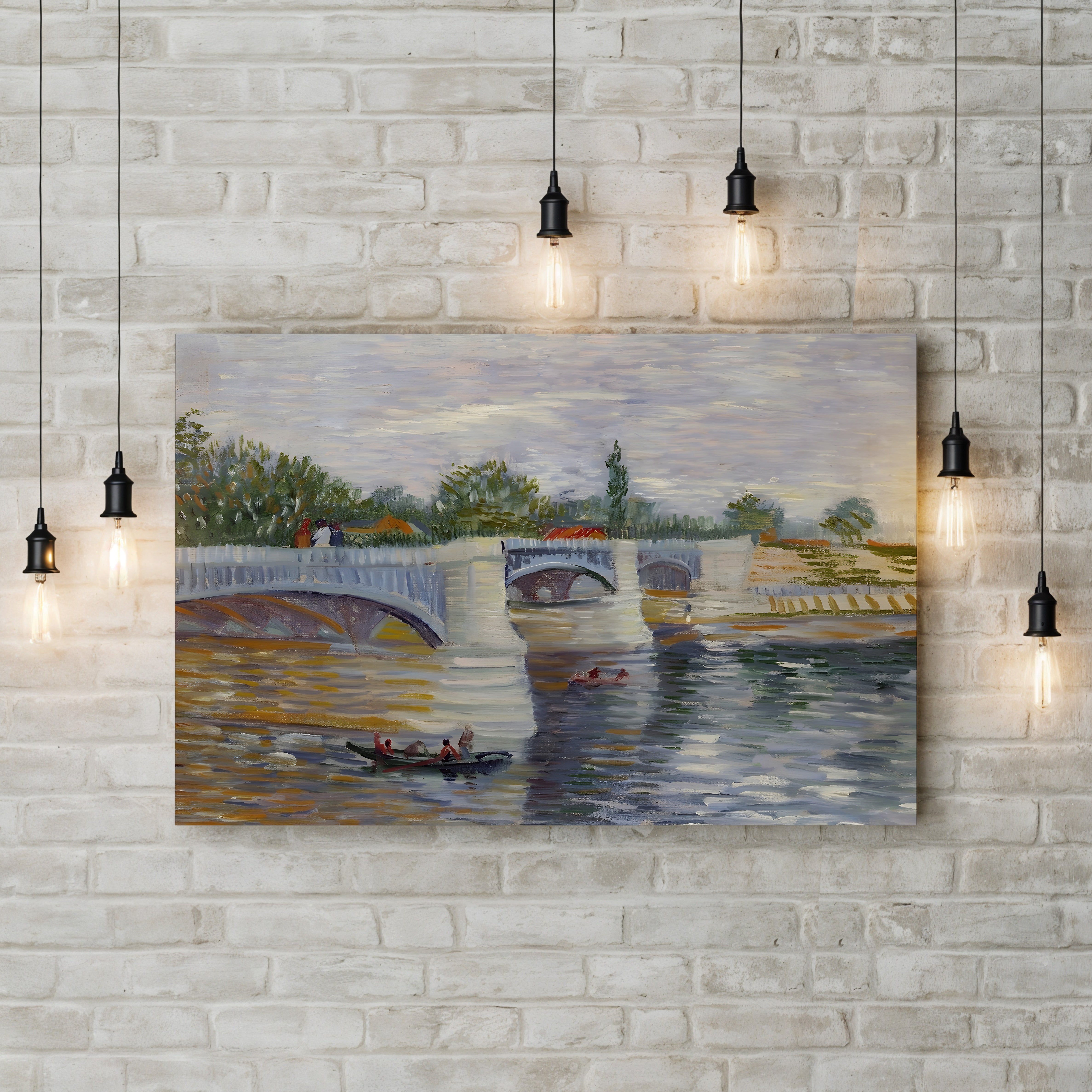 The Bridge at Courbevoie, 1887 – Vincent van Gogh Wall Art | Post-Impressionist River Landscape Canvas Print