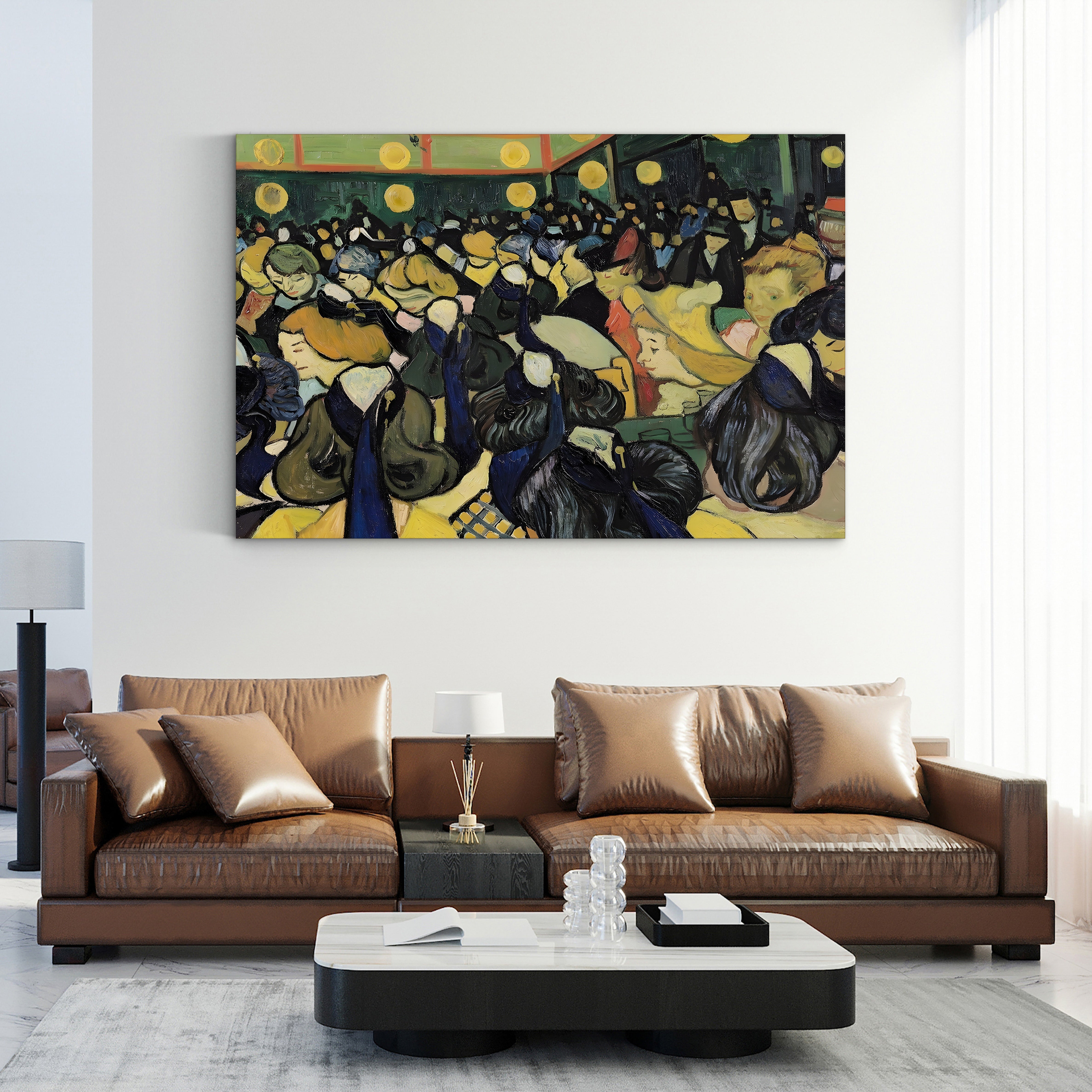 The Dance Hall at Arles, 1888 – Vincent van Gogh Wall Art | Post-Impressionist Interior Scene Canvas Print