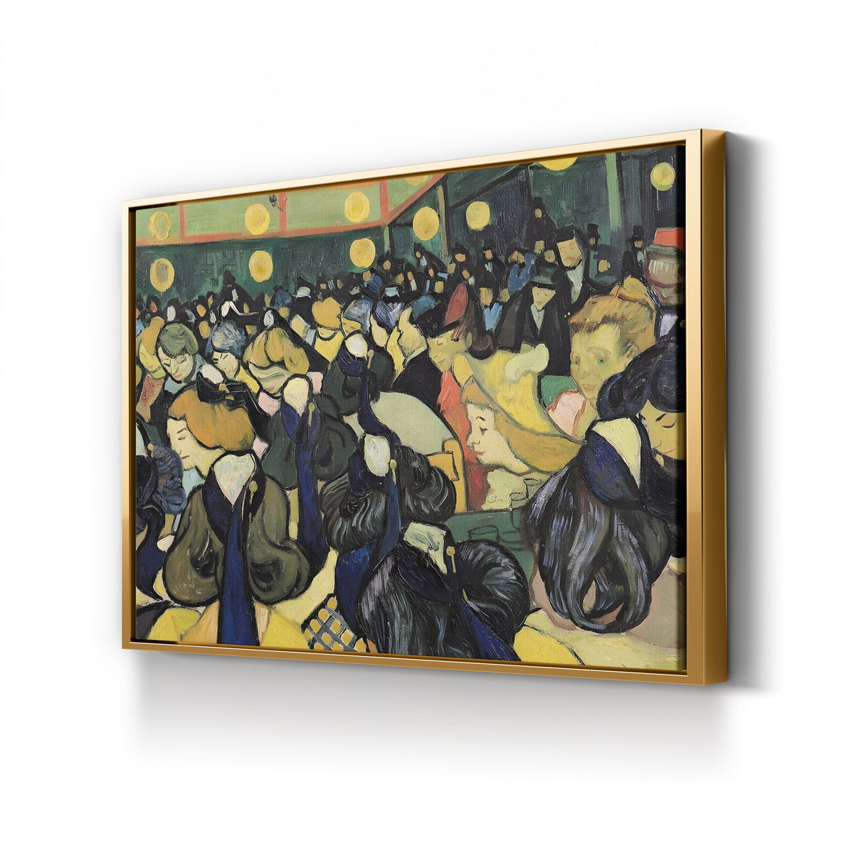 The Dance Hall at Arles (La Salle de danse à Arles), c. 1888 by Vincent van Gogh canvas print in Gold frame