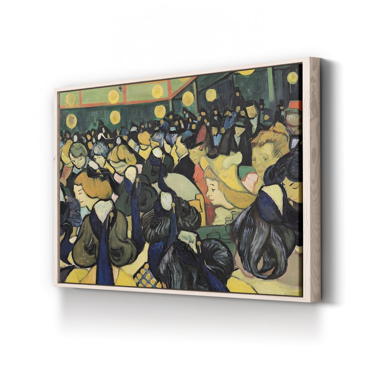 The Dance Hall at Arles (La Salle de danse à Arles), c. 1888 by Vincent van Gogh canvas print in Natural frame
