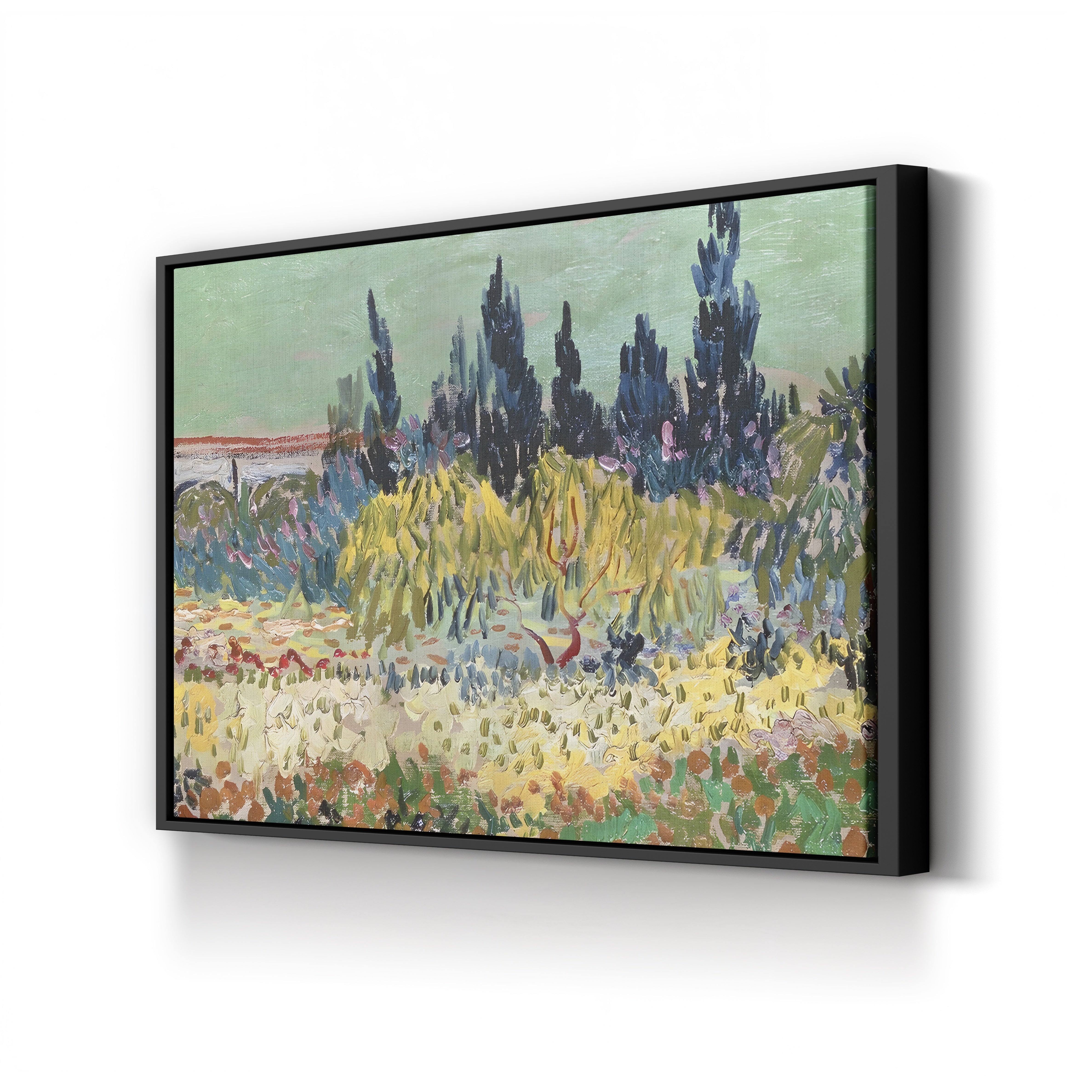 The Garden at Arles: Detail of the Cypress Trees, 1888 – Vincent van Gogh Wall Art | Post-Impressionist Canvas Print