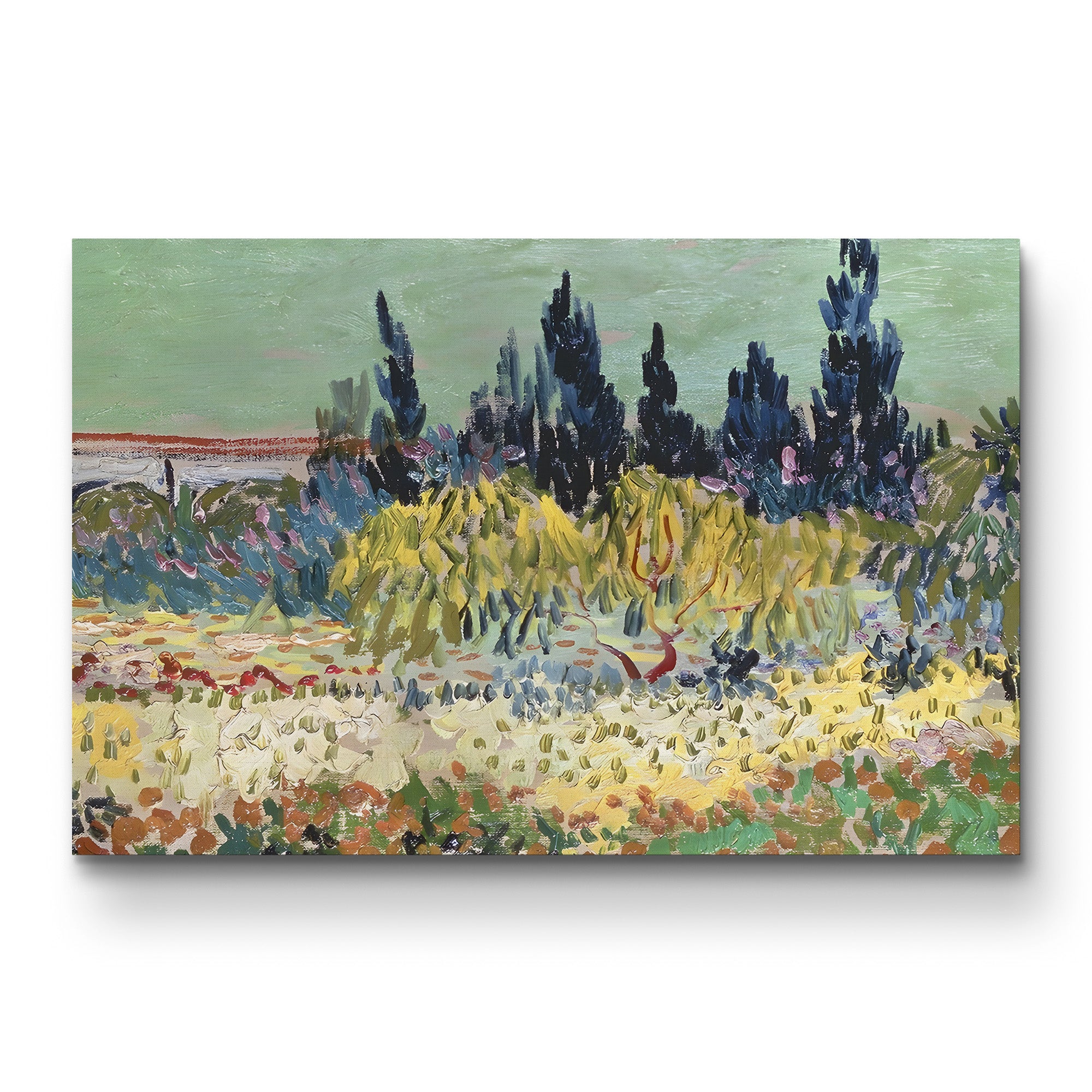 The Garden at Arles: Detail of the Cypress Trees, 1888 – Vincent van Gogh Wall Art | Post-Impressionist Canvas Print