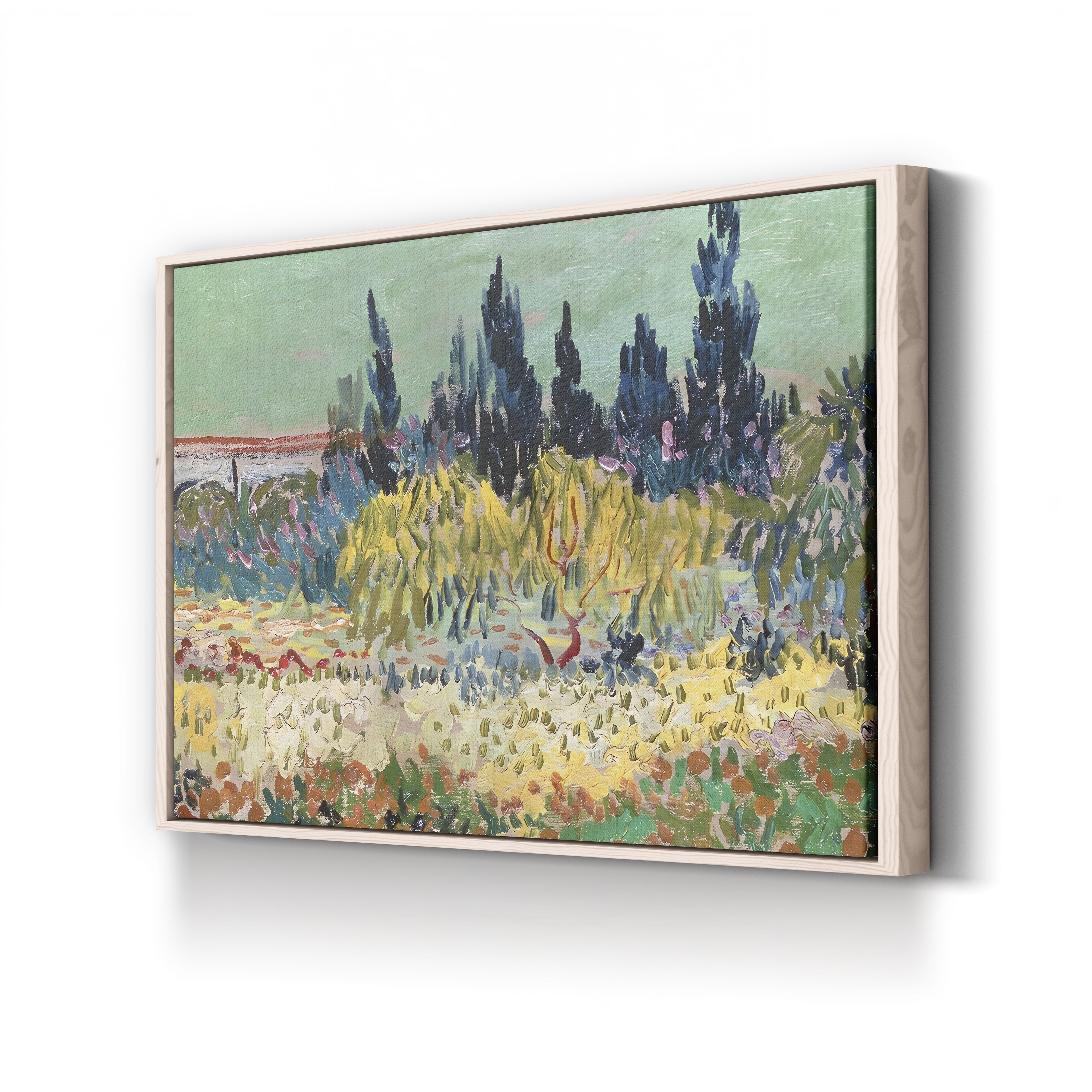 The Garden at Arles: Detail of the Cypress Trees, 1888 – Vincent van Gogh Wall Art | Post-Impressionist Canvas Print