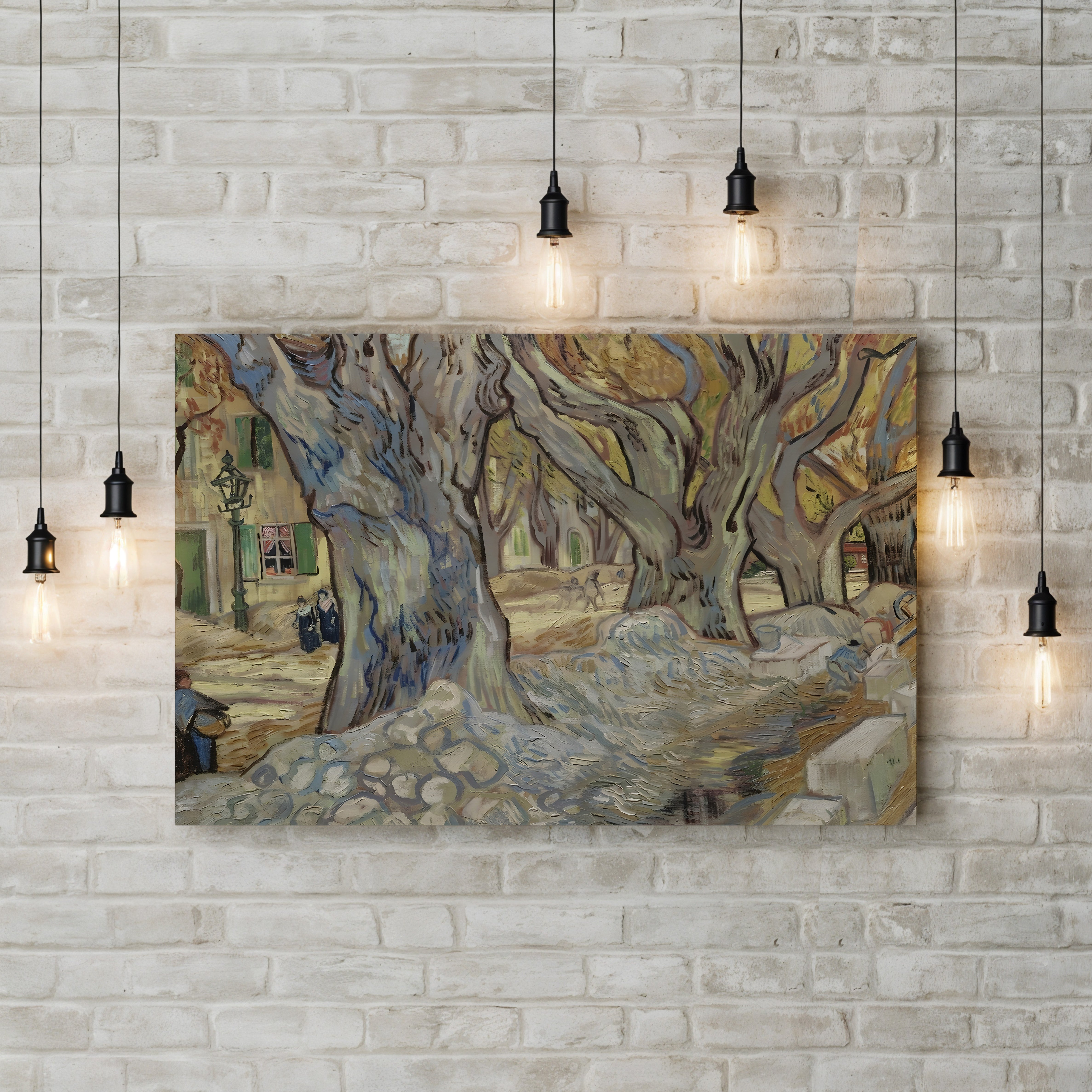 The Large Plane Trees (Road Menders at Saint-Rémy), 1889 – Vincent van Gogh Wall Art | Post-Impressionist Canvas Print